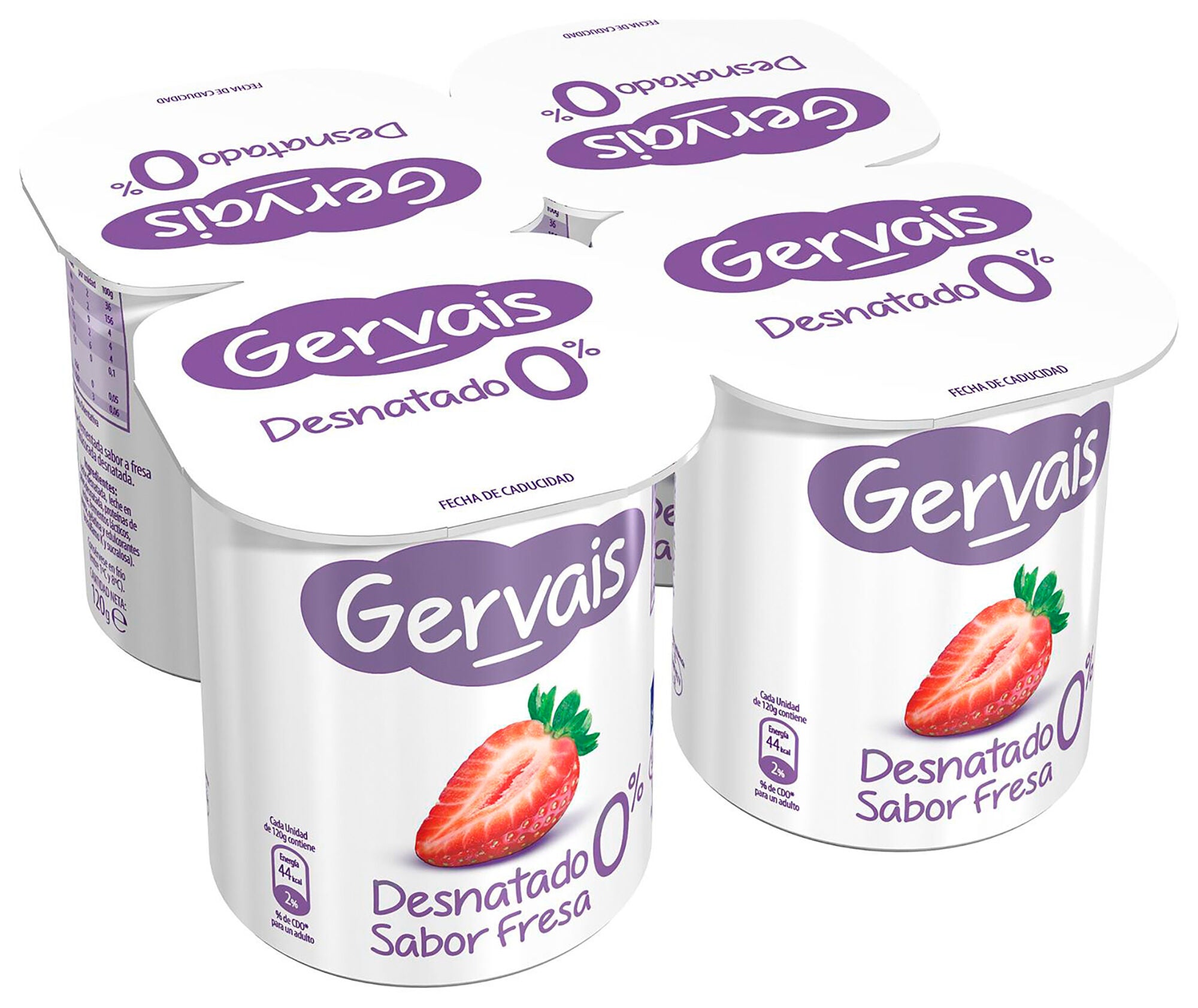 Yogur desnatado fresa 0% Gervais p4 120g/u