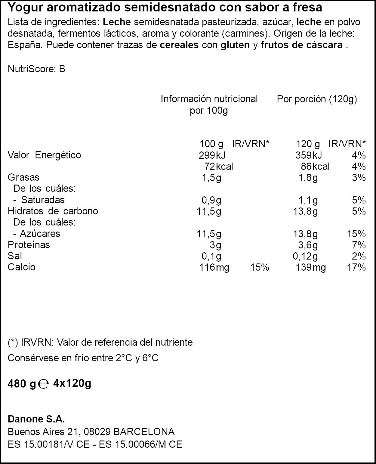 Yogur fresa Gervais p4 120g/u