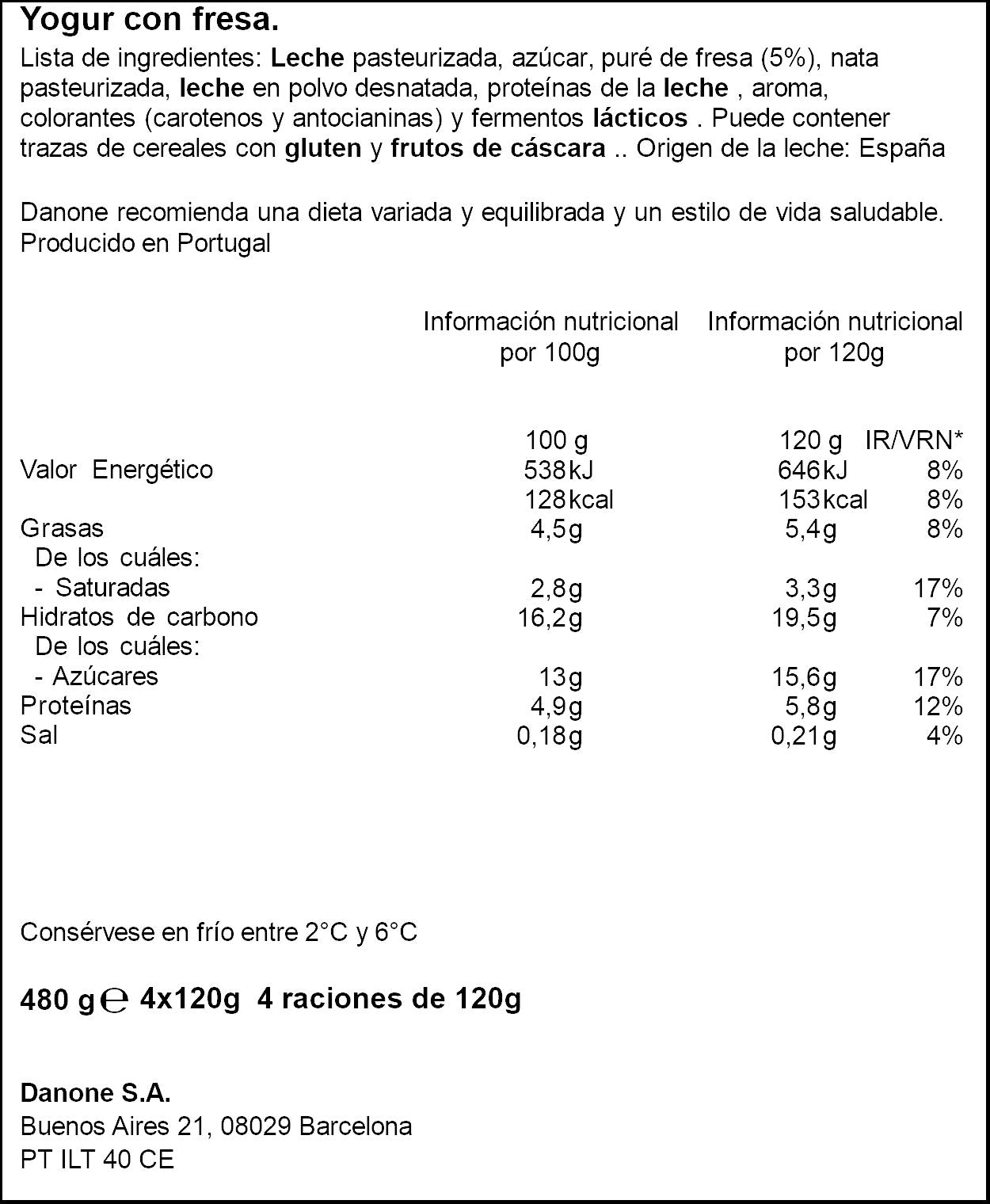 Yogur griego fresa Gervais p4 125g/u