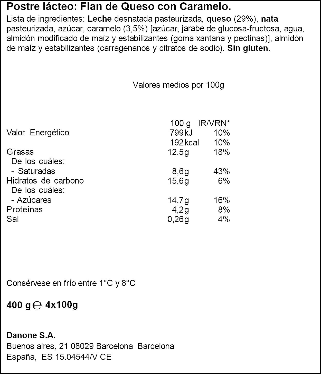 Flan queso  Danone p4 100g/u