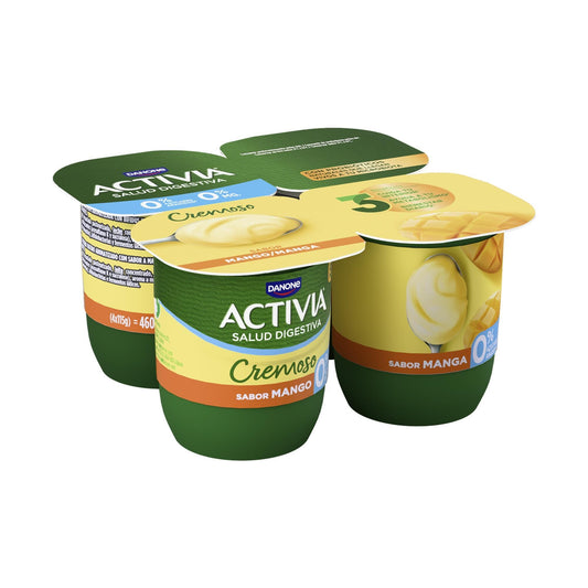 Yogur bifidus desnatado cremoso mango activia 0% Danone p4 120g/u La Despensa
