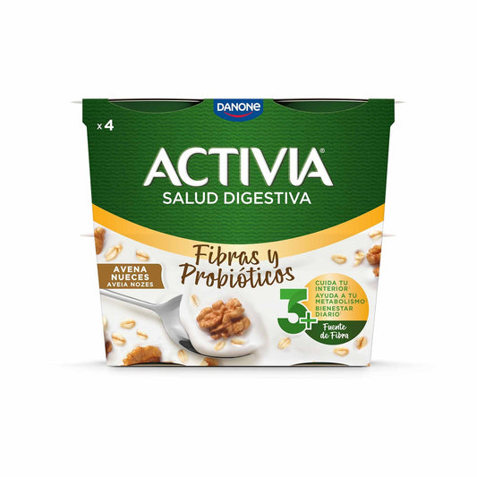 Yogur bifidus fibra avena y nueces activia Danone p4 120g/u La Despensa