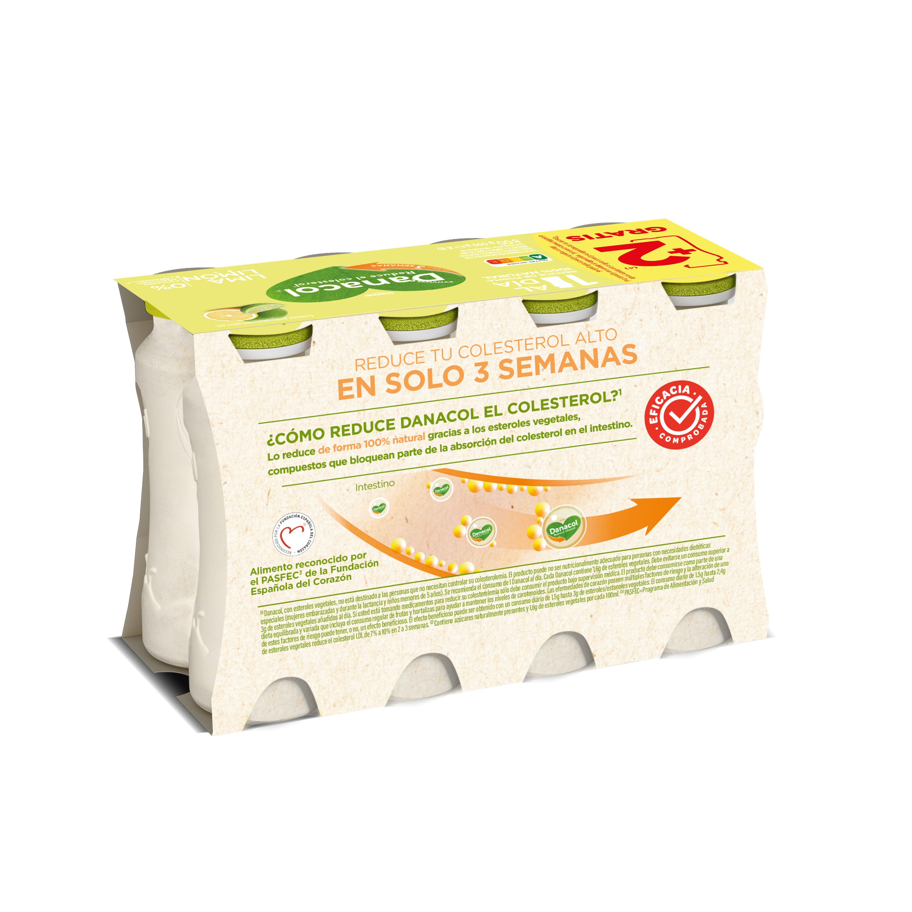 Yogur liquido lima limon danacol 0% Danone p6 100g/u