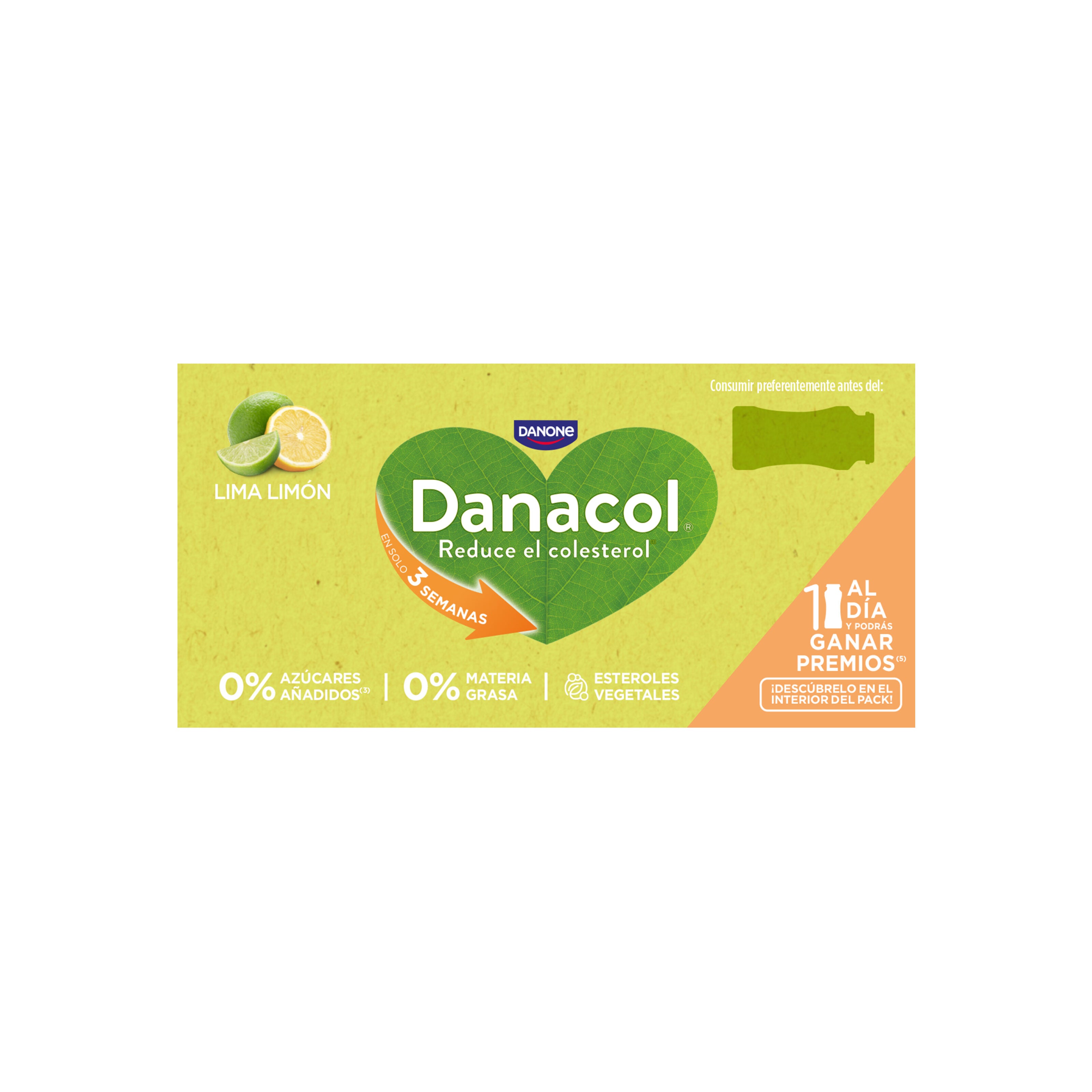 Yogur liquido lima limon danacol 0% Danone p6 100g/u