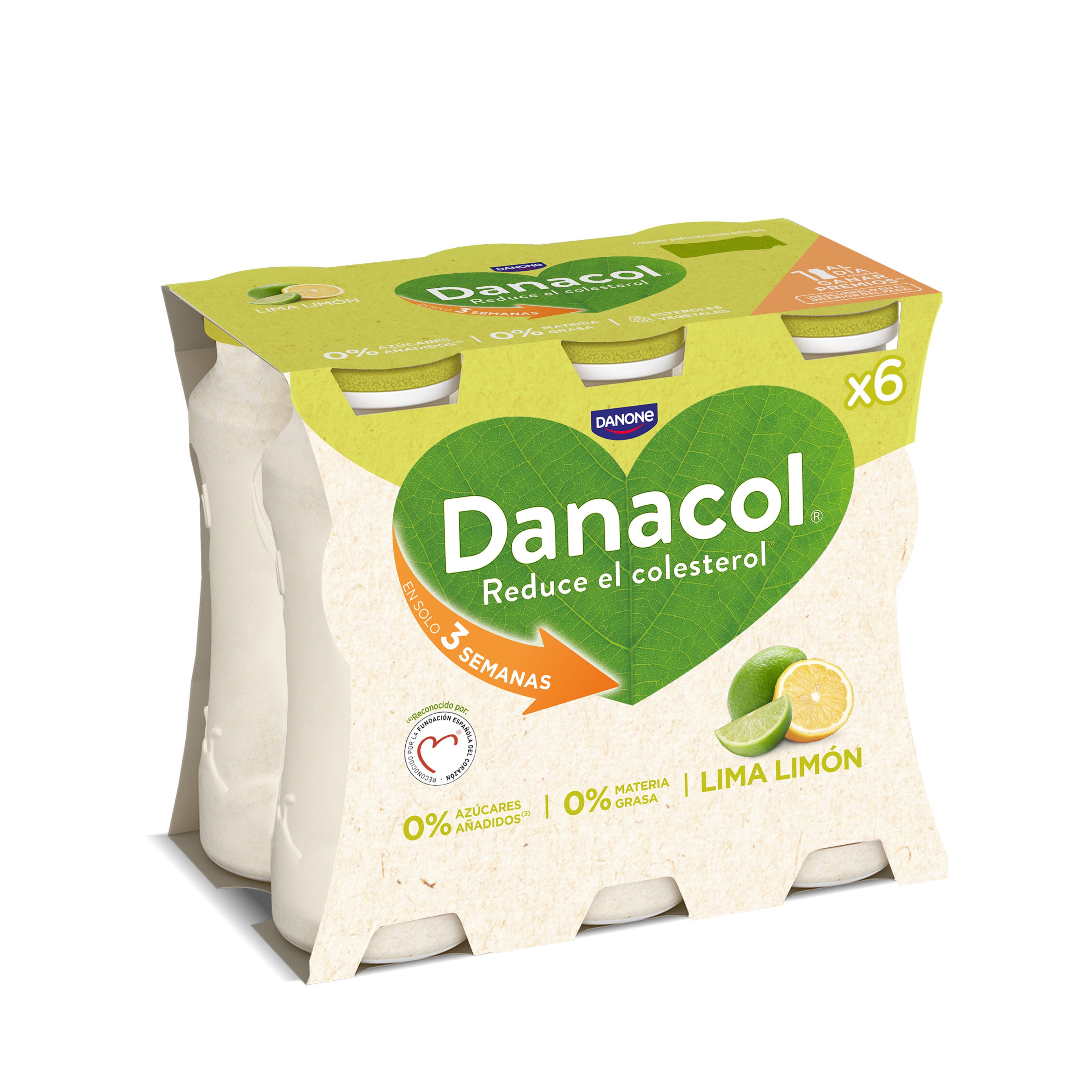 Yogur liquido lima limon danacol 0% Danone p6 100g/u