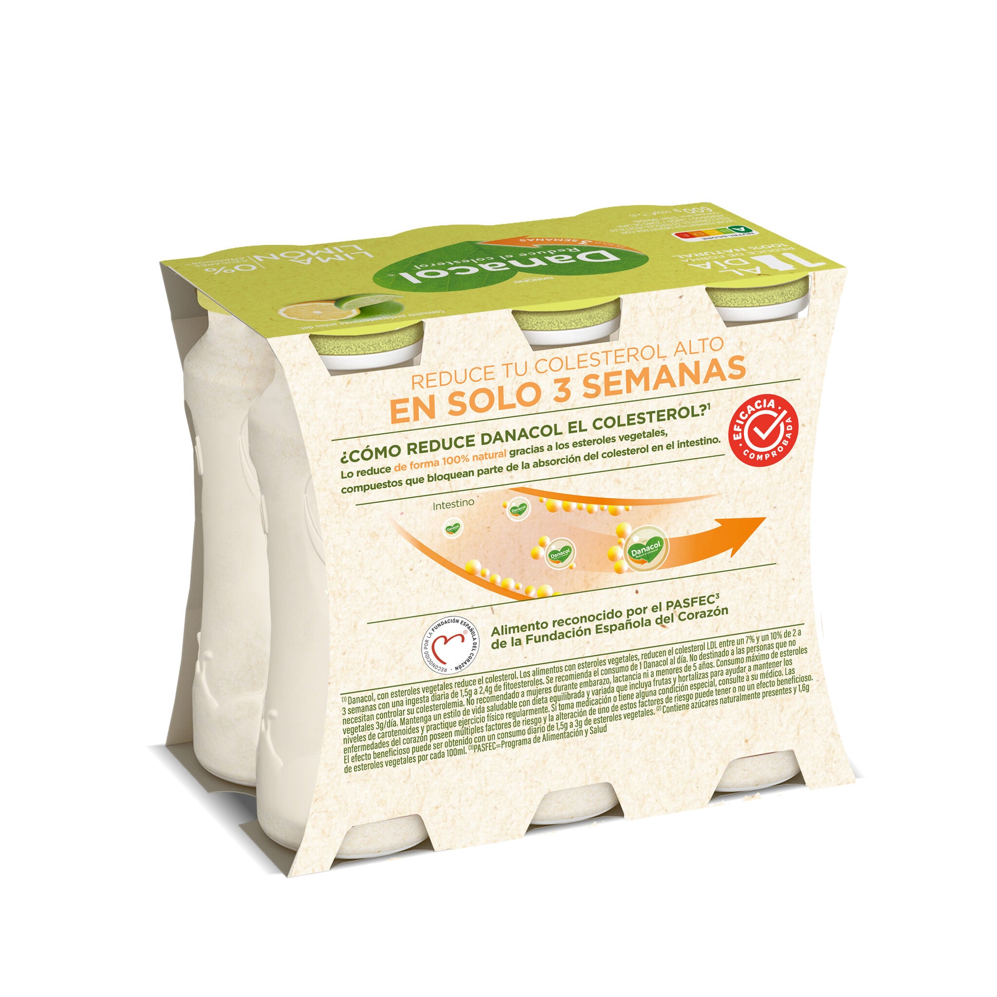 Yogur liquido lima limon danacol 0% Danone p6 100g/u