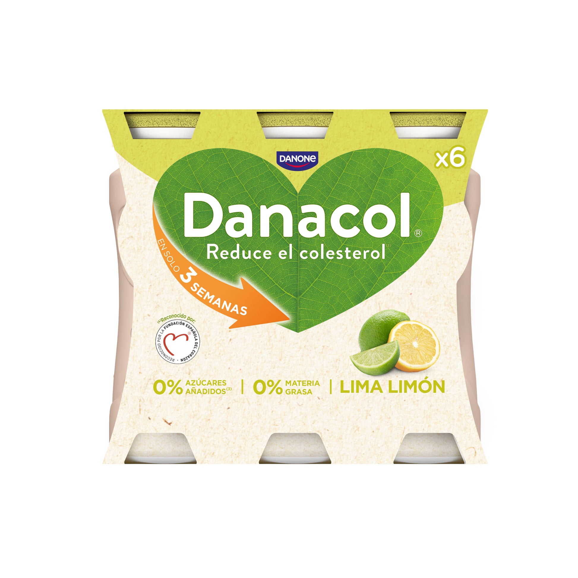 Yogur liquido lima limon danacol 0% Danone p6 100g/u