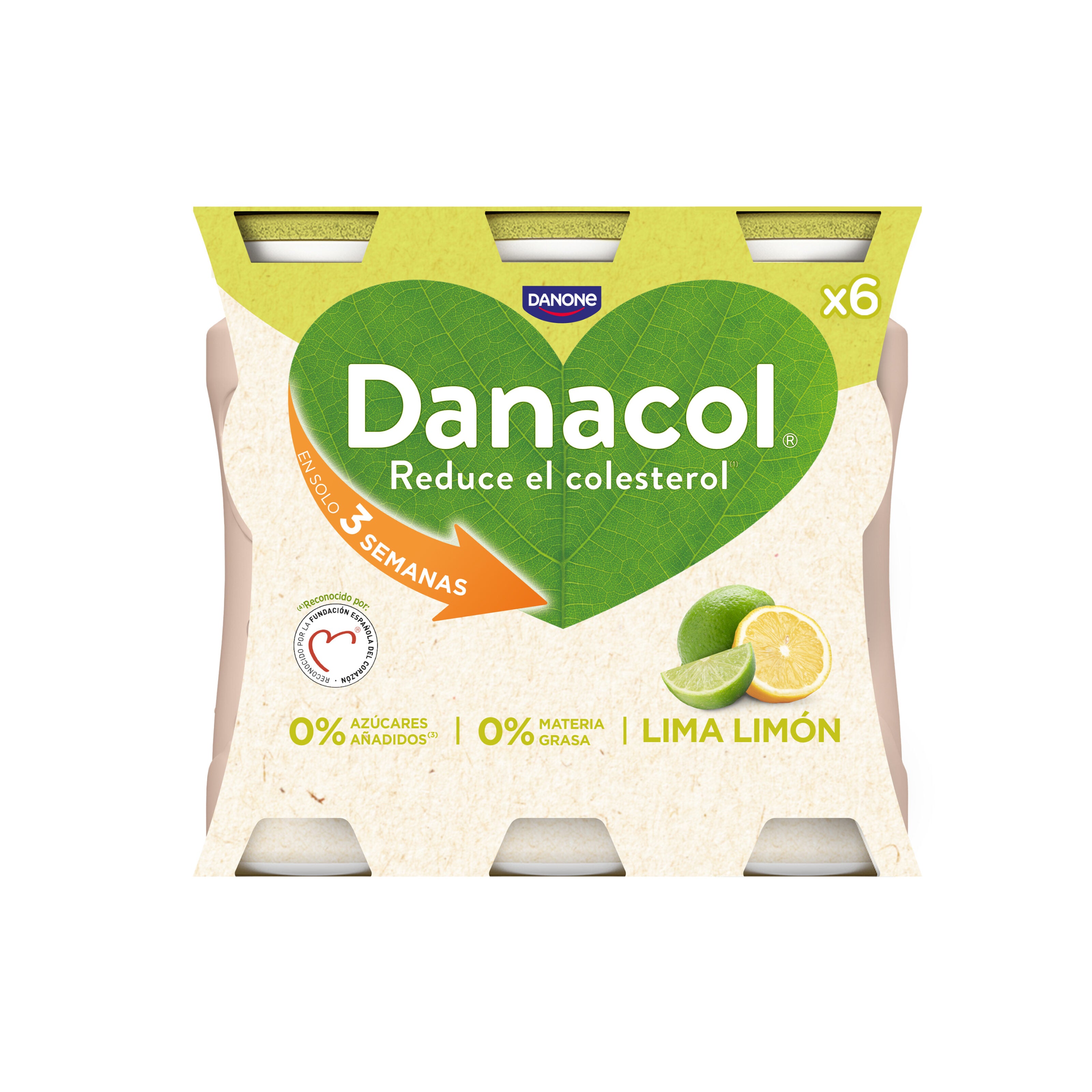Yogur liquido lima limon danacol 0% Danone p6 100g/u