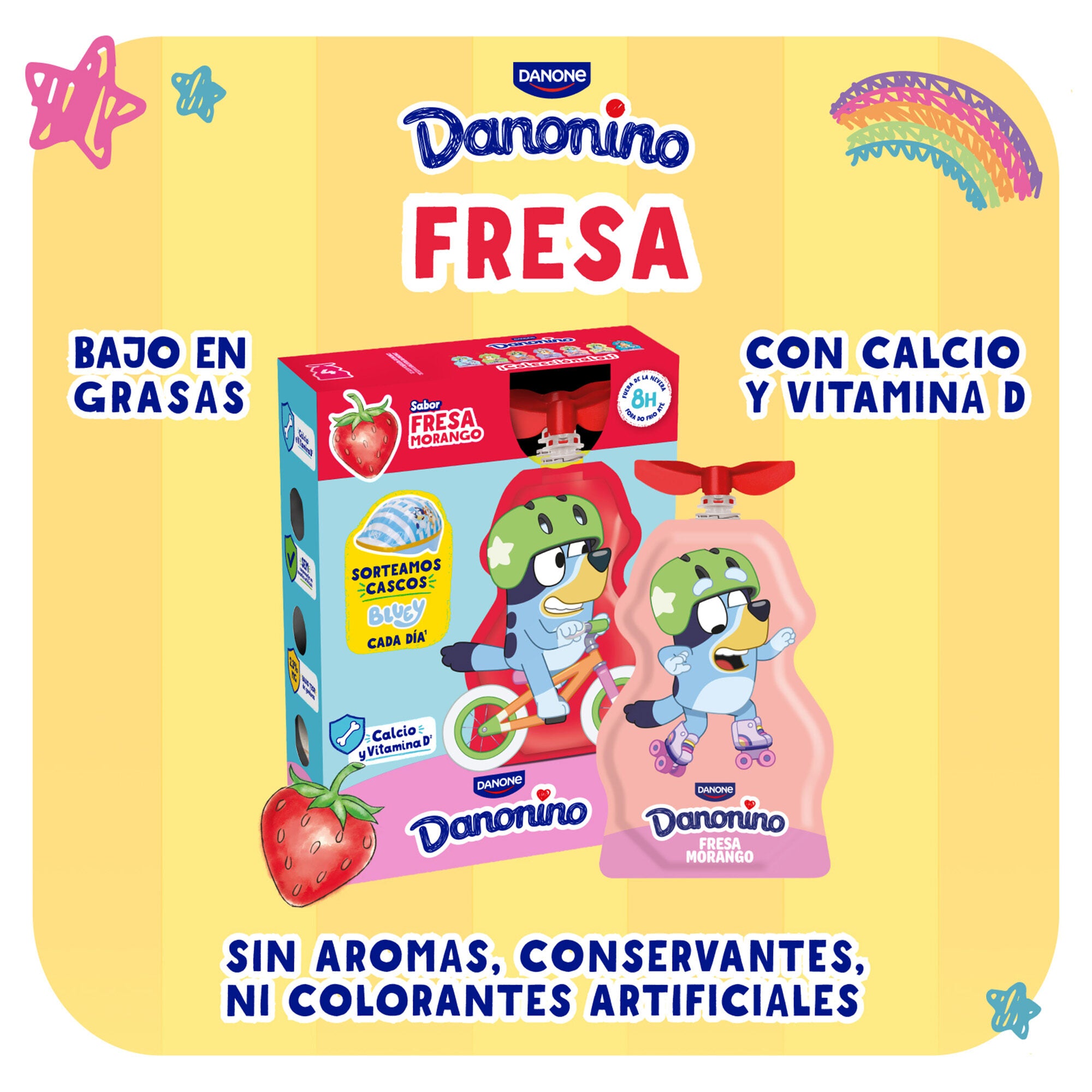 Yogur pouch fresa danonino Danone p4 70g/u
