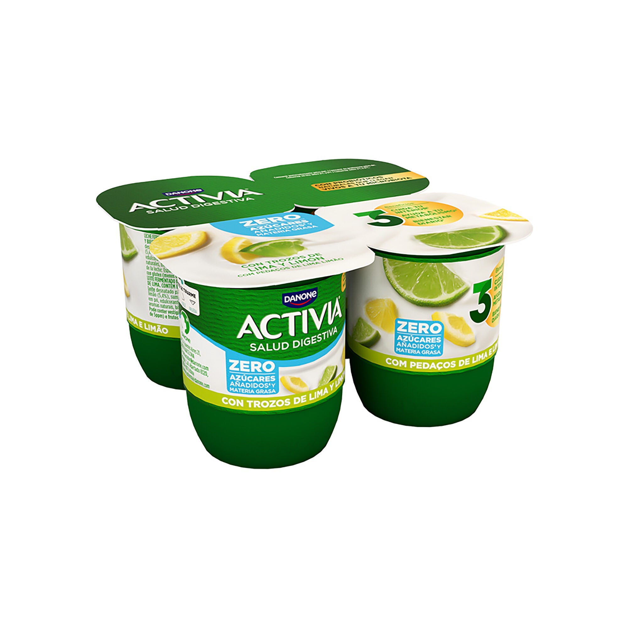 Yogur bifidus desnatado lima limon activia 0% Danone p4 125g/u