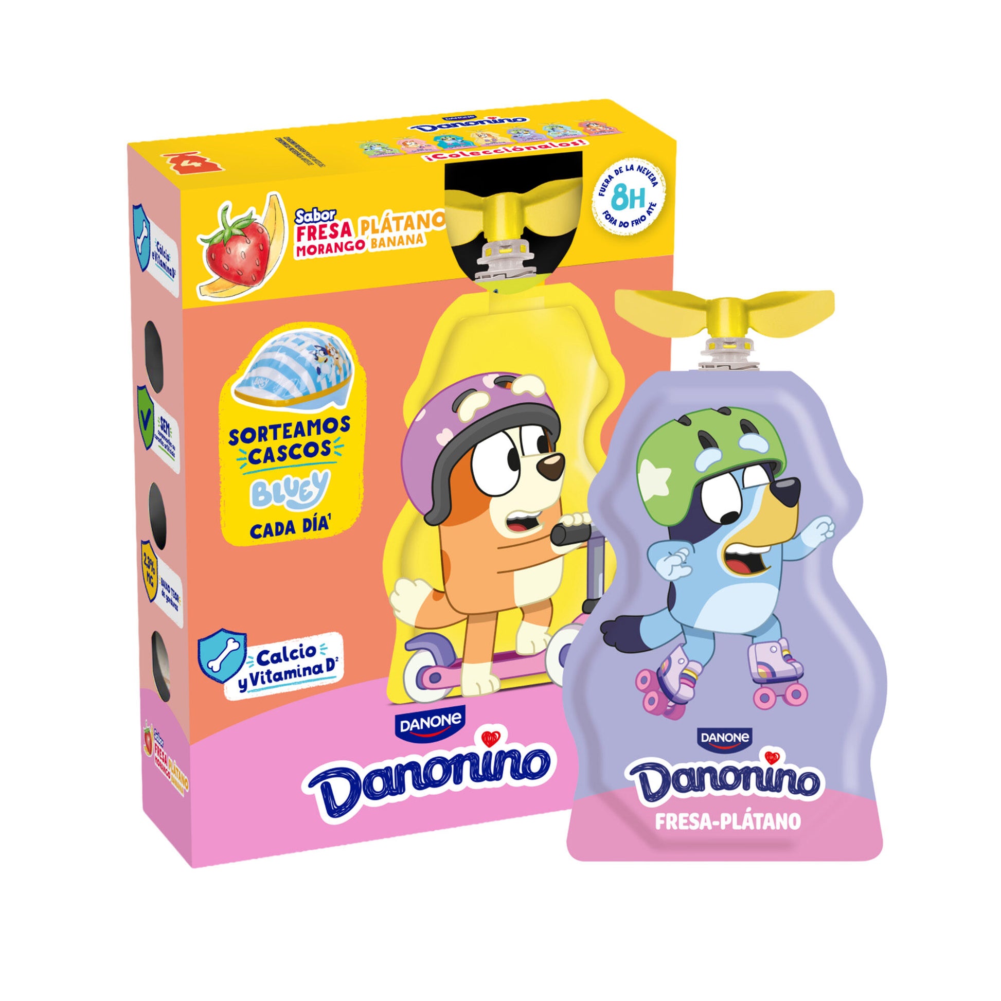 Yogur pouch fresa platano danonino Danone p4 70g/u