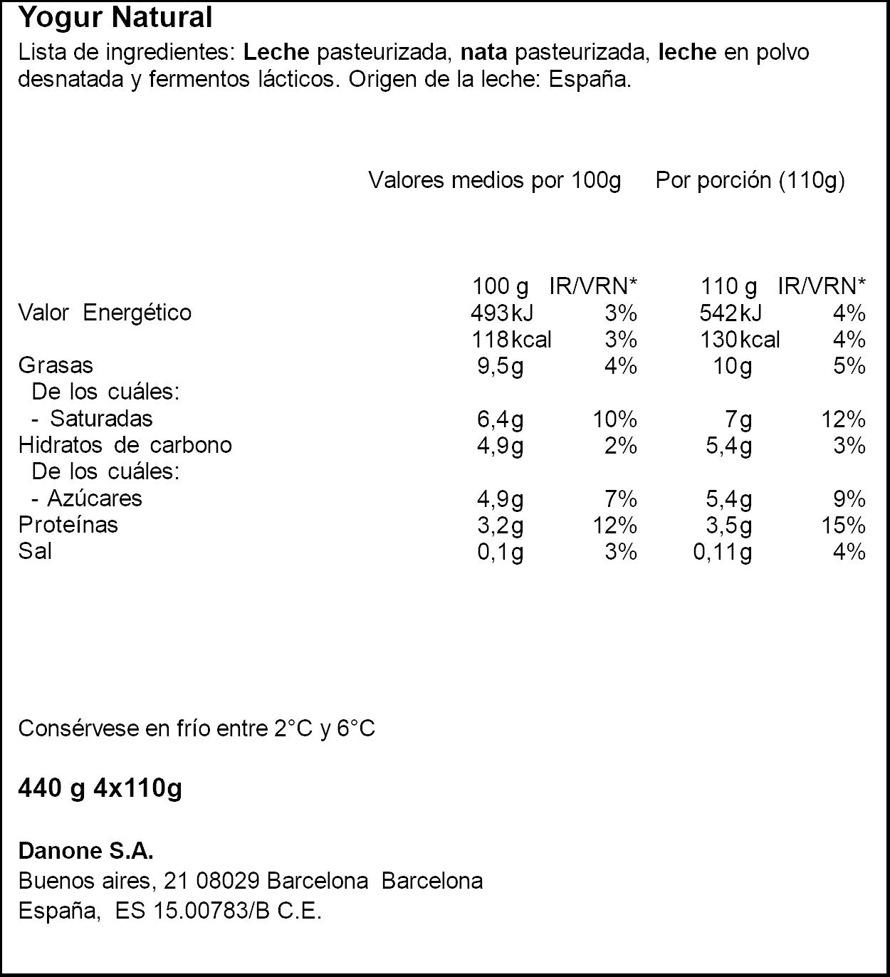 Yogur griego natural oikos Danone p4 110g/u
