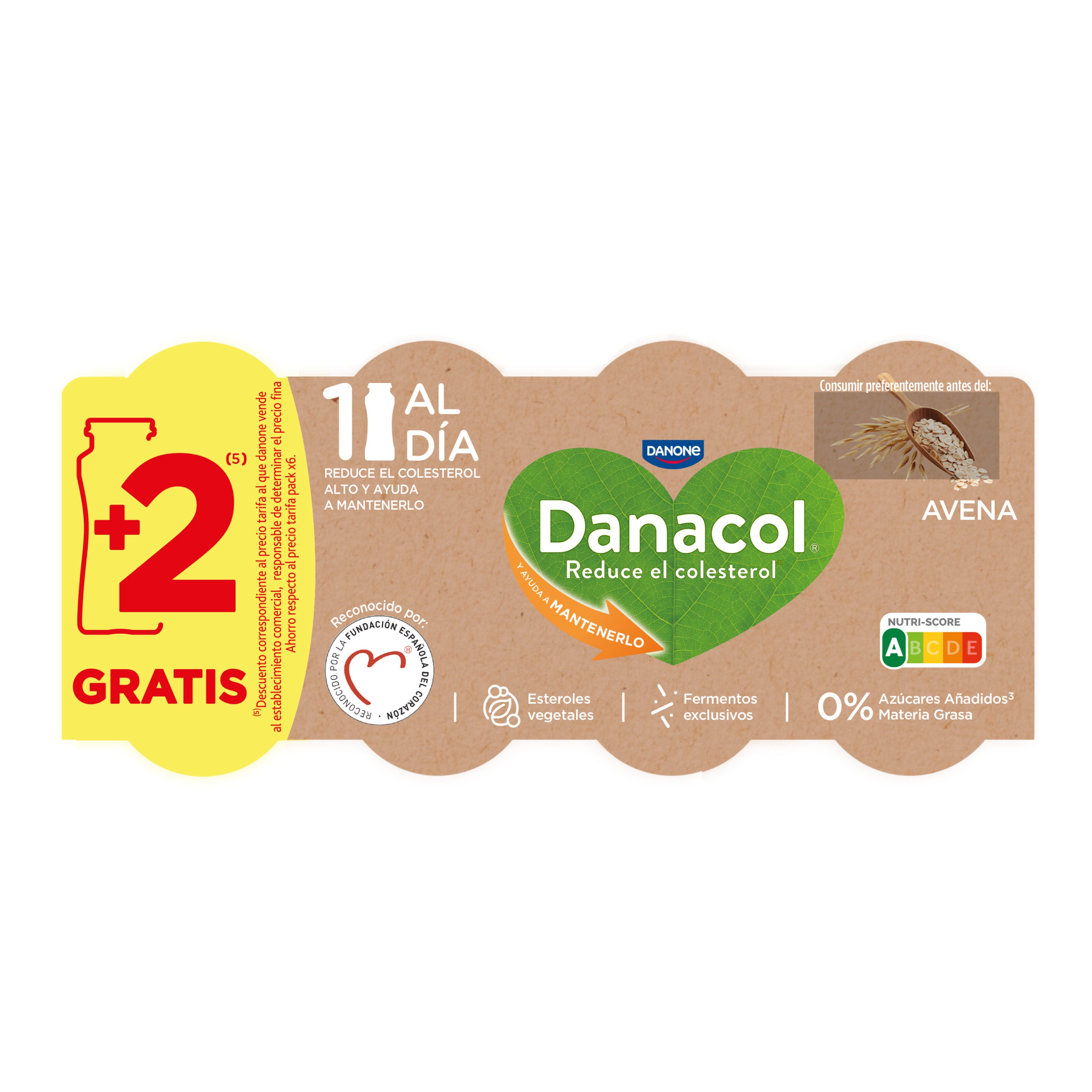 Yogur liquido avena danacol 0% Danone p6 100g/u