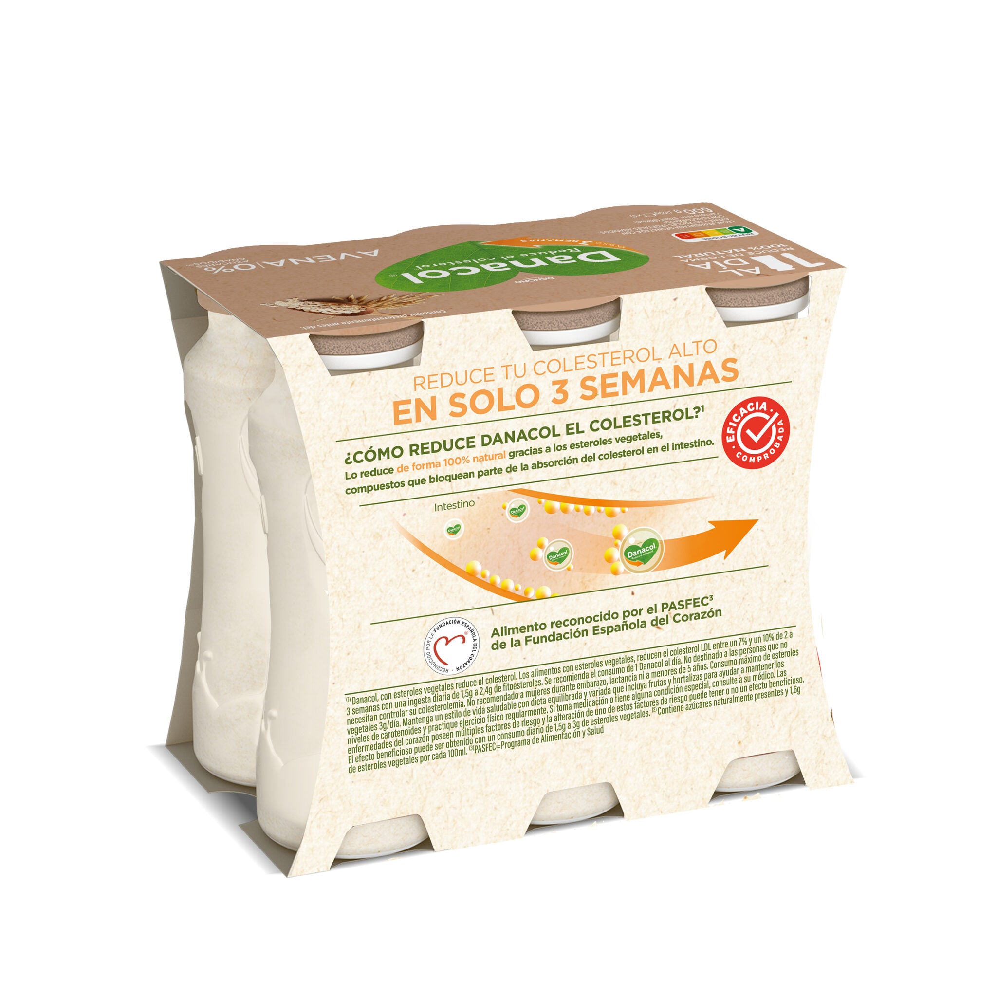 Yogur liquido avena danacol 0% Danone p6 100g/u