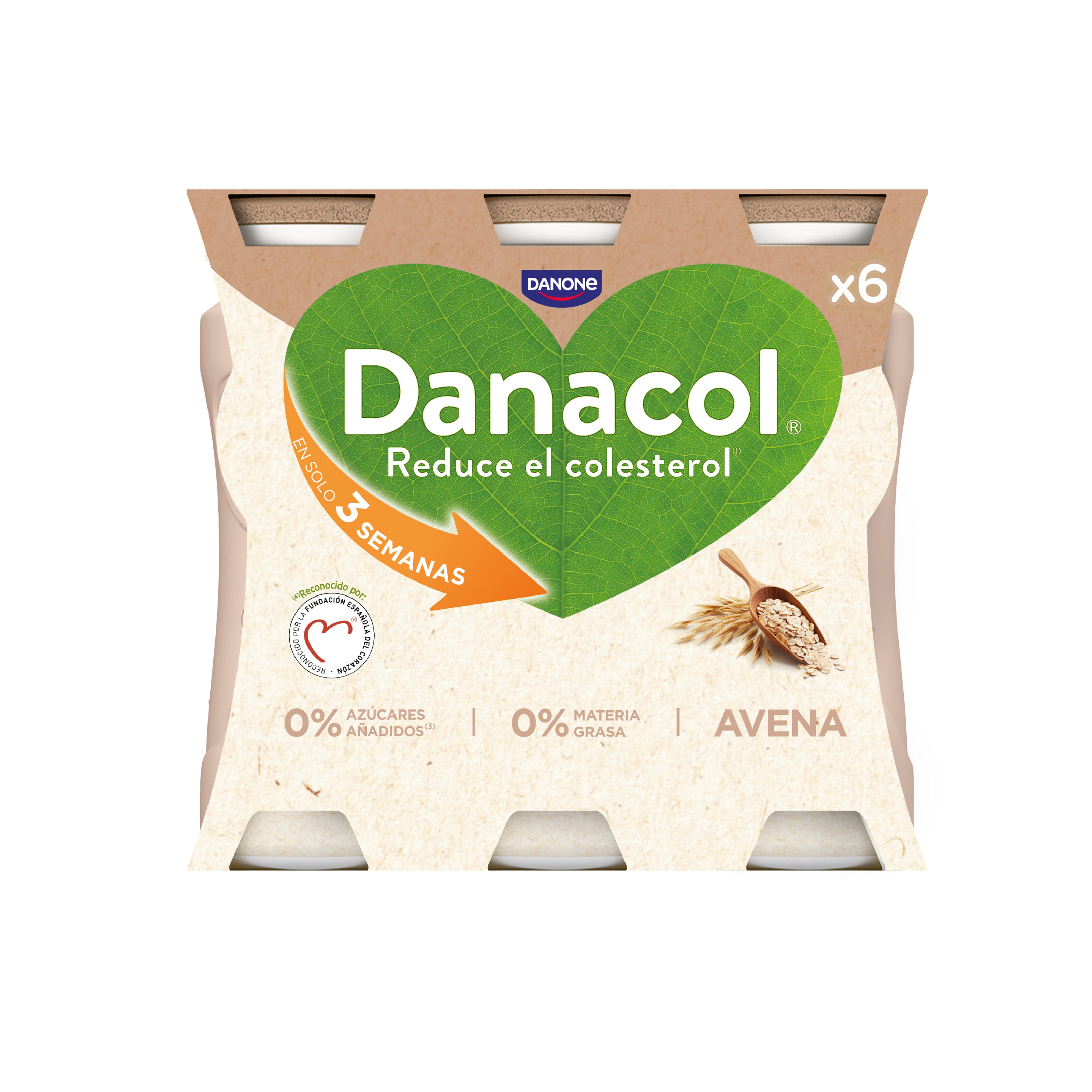 Yogur liquido avena danacol 0% Danone p6 100g/u