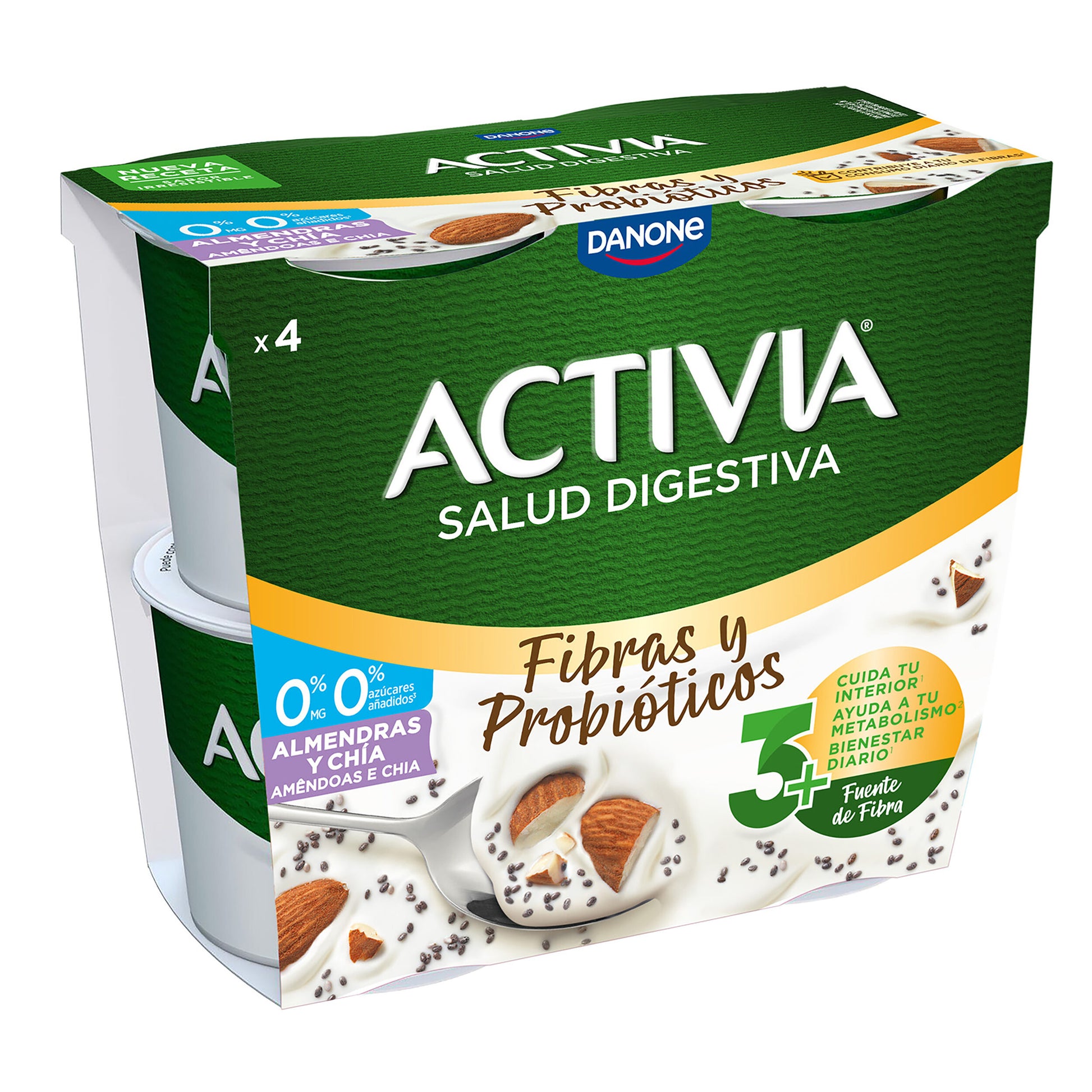 Yogur bifidus desnatado semillas chia/alme Danone p4 120g/u