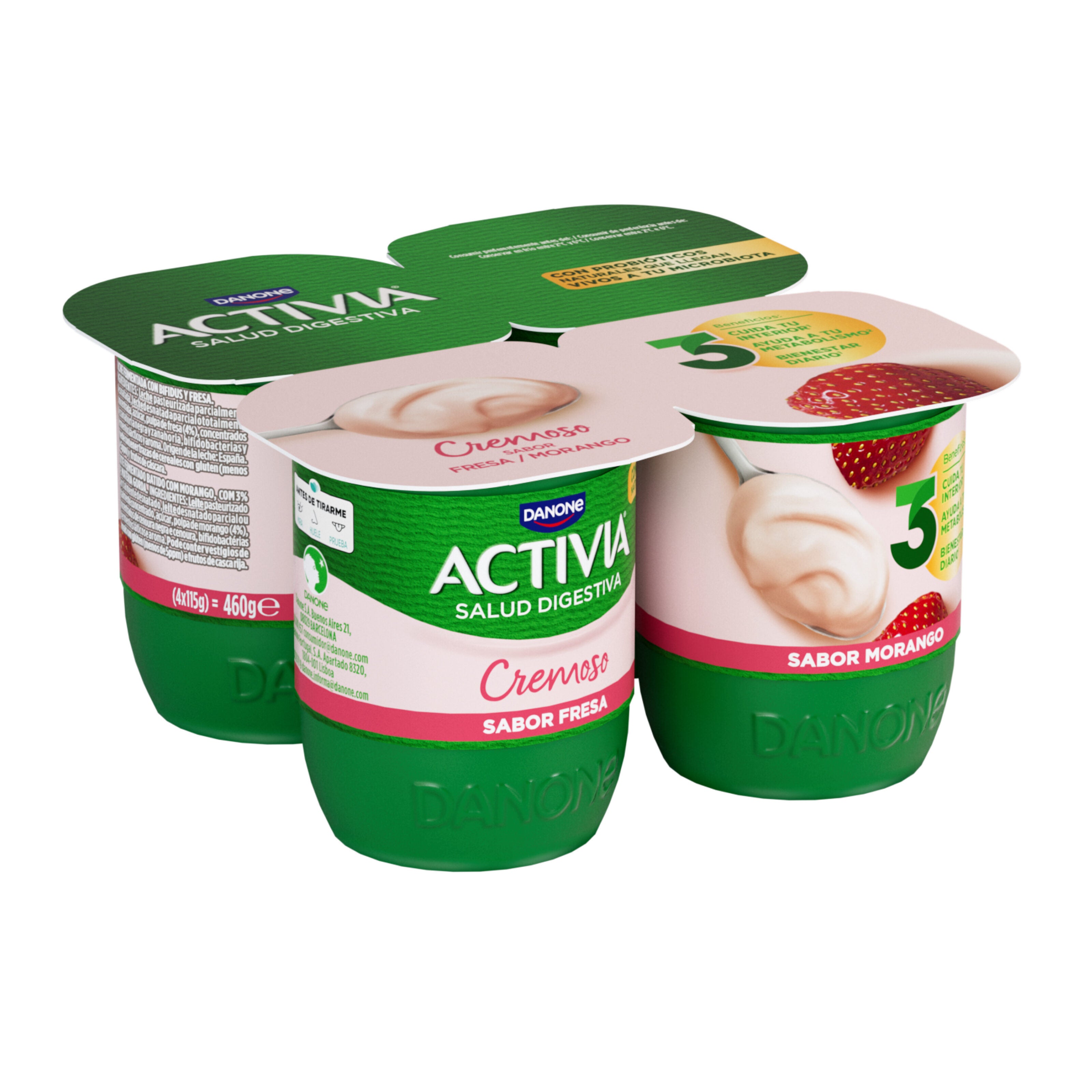 Yogur bifidus cremoso fresa Activia p4 115g/u