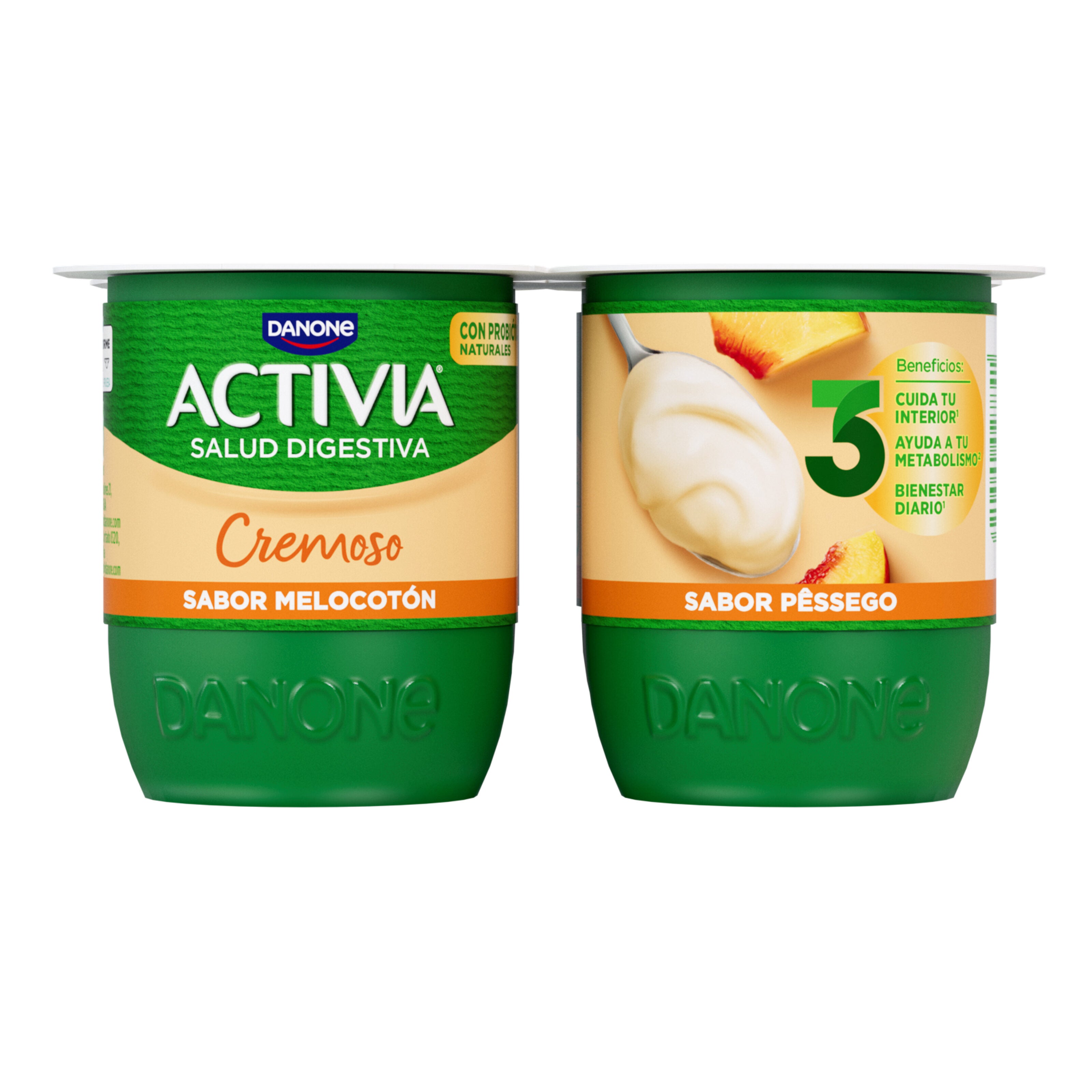 Yogur bifidus cremoso melocoton Activia Danone p4 115g/u