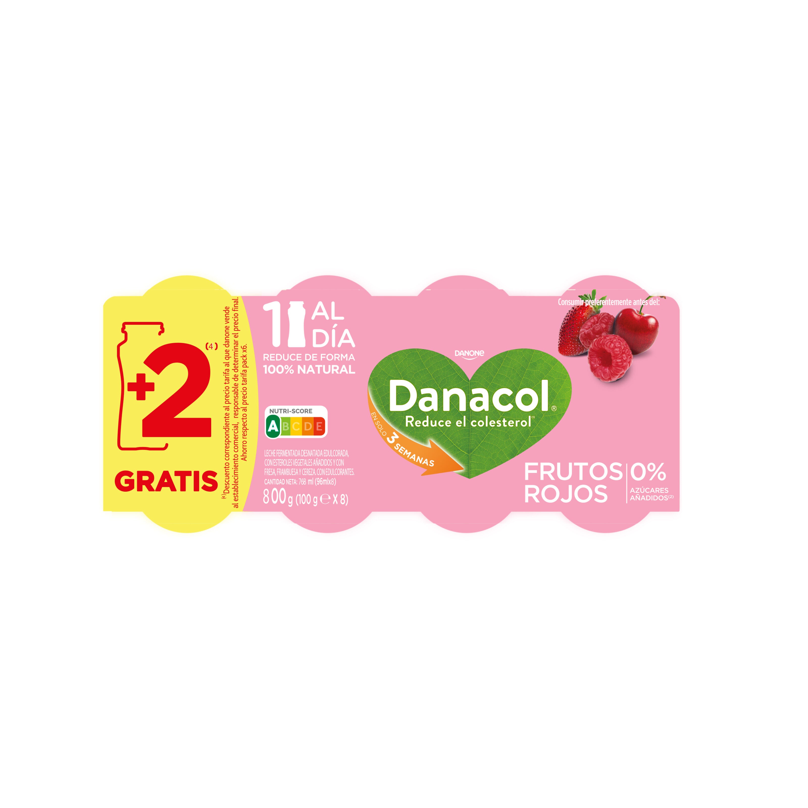 Yogur liquido frutos rojos danacol Danone p6 100g/u