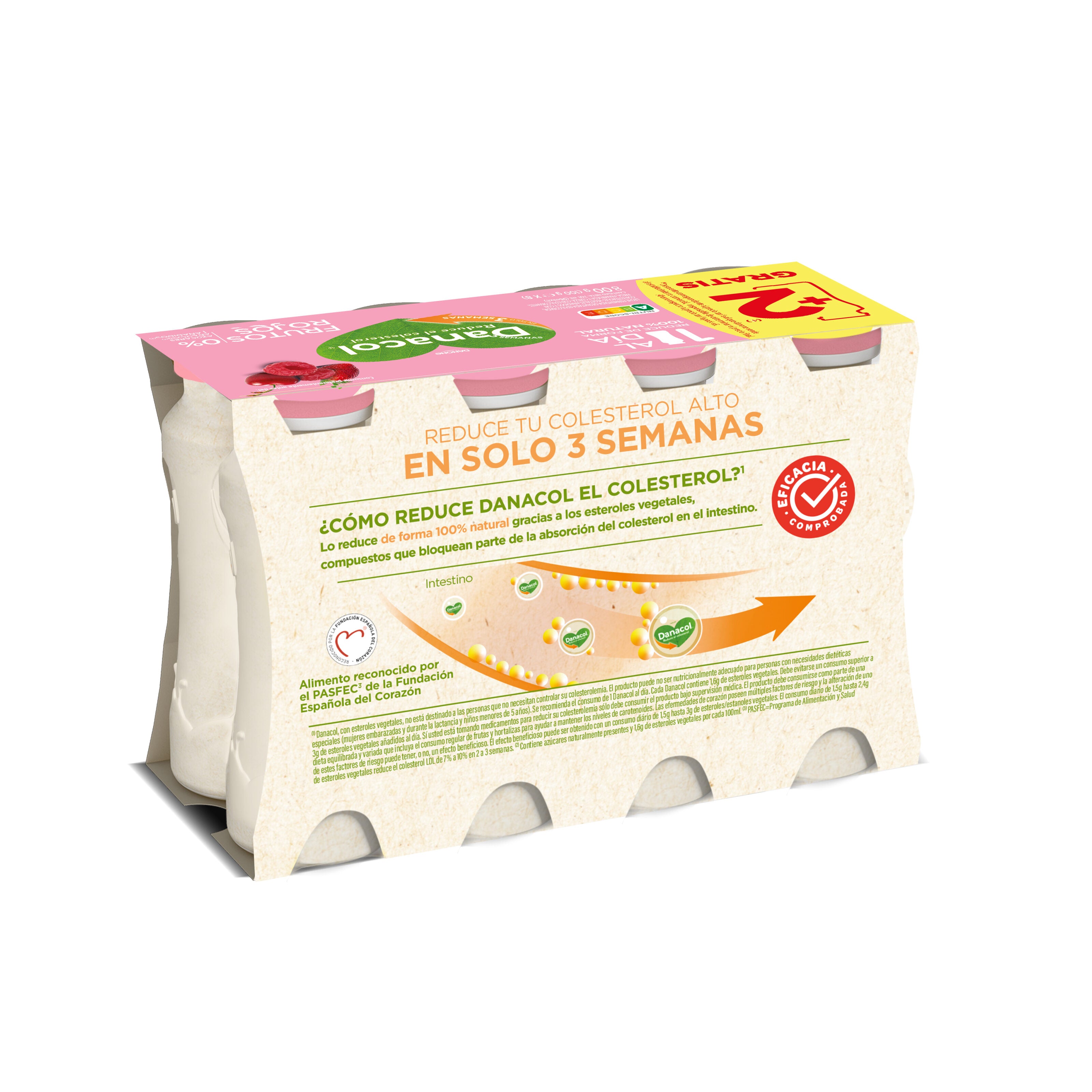 Yogur liquido frutos rojos danacol Danone p6 100g/u