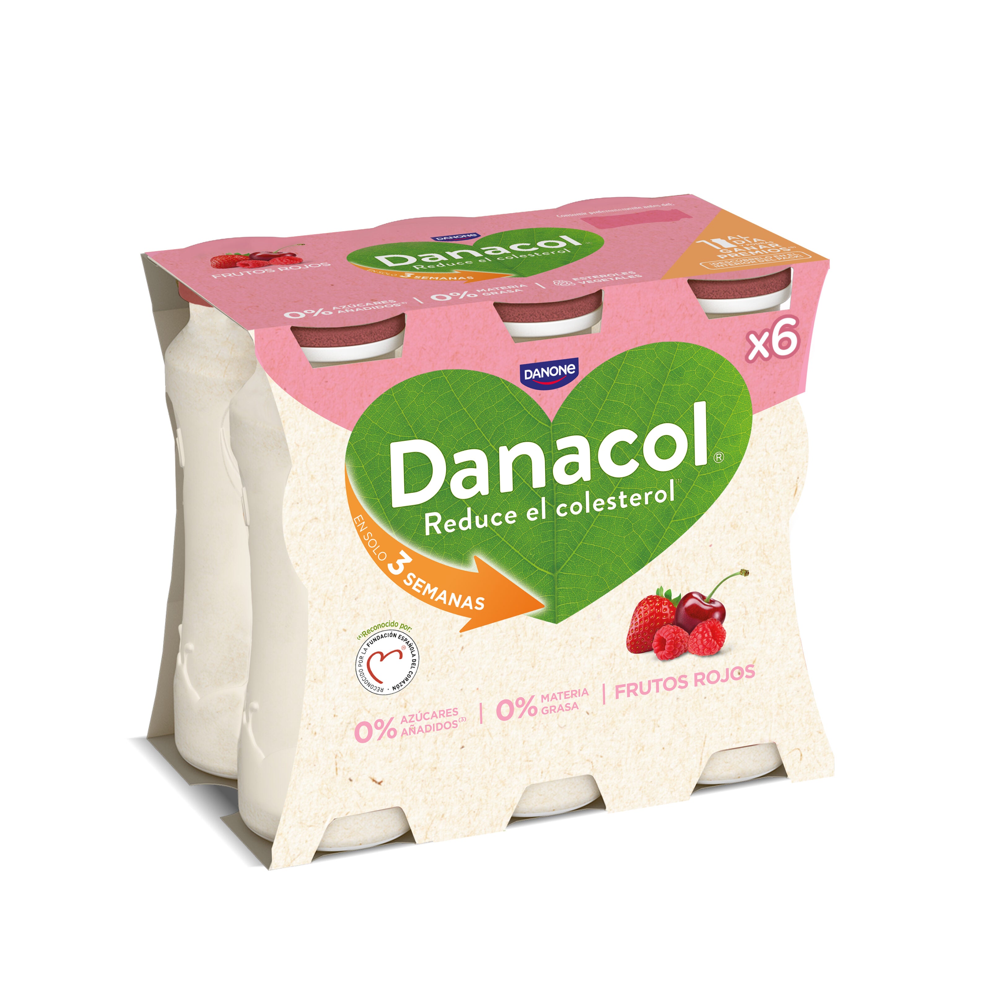 Yogur liquido frutos rojos danacol Danone p6 100g/u