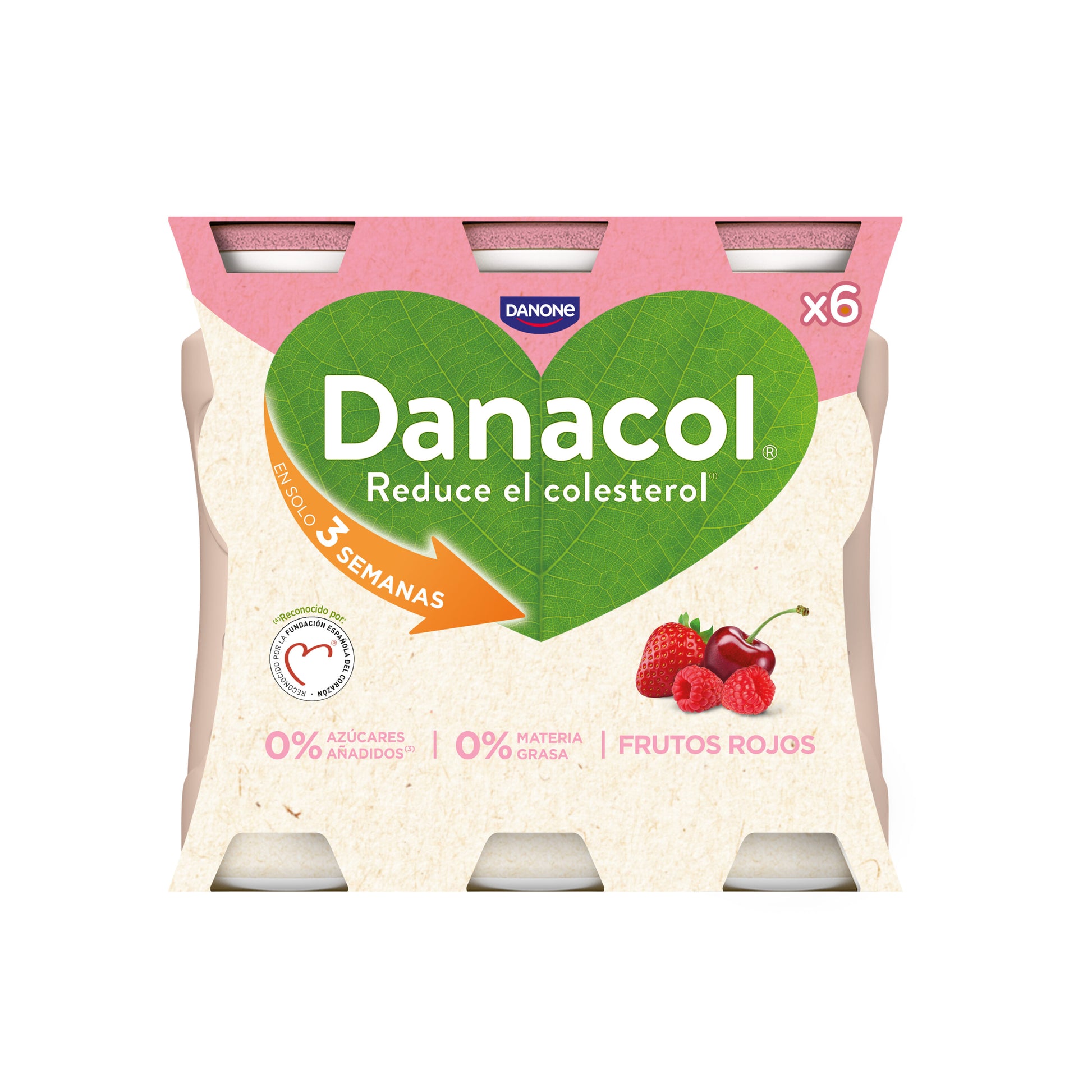 Yogur liquido frutos rojos danacol Danone p6 100g/u