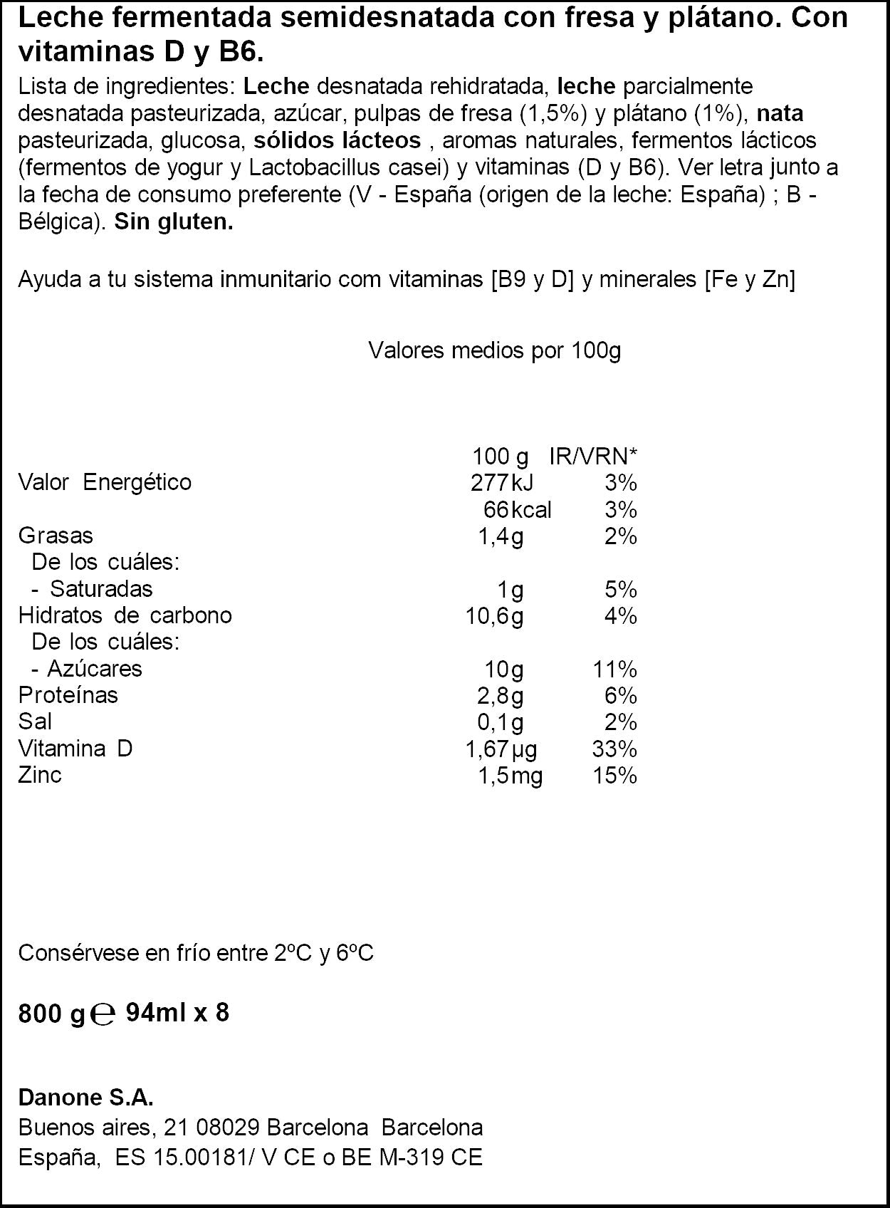 Yogur liquido fres/plat actimel Danone p6 100g/u