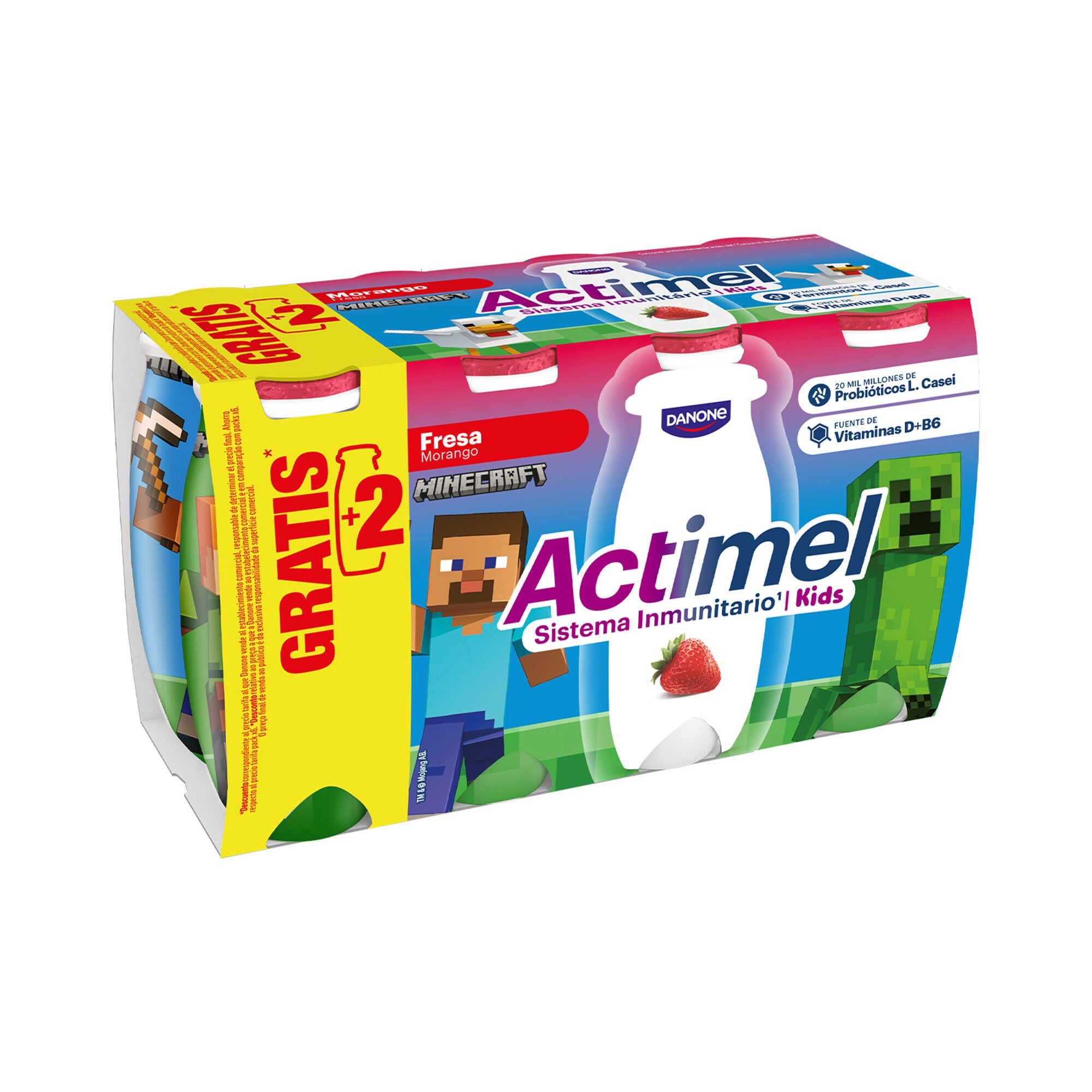 Yogur liquido fresa actimel kids Danone p6 100g/u