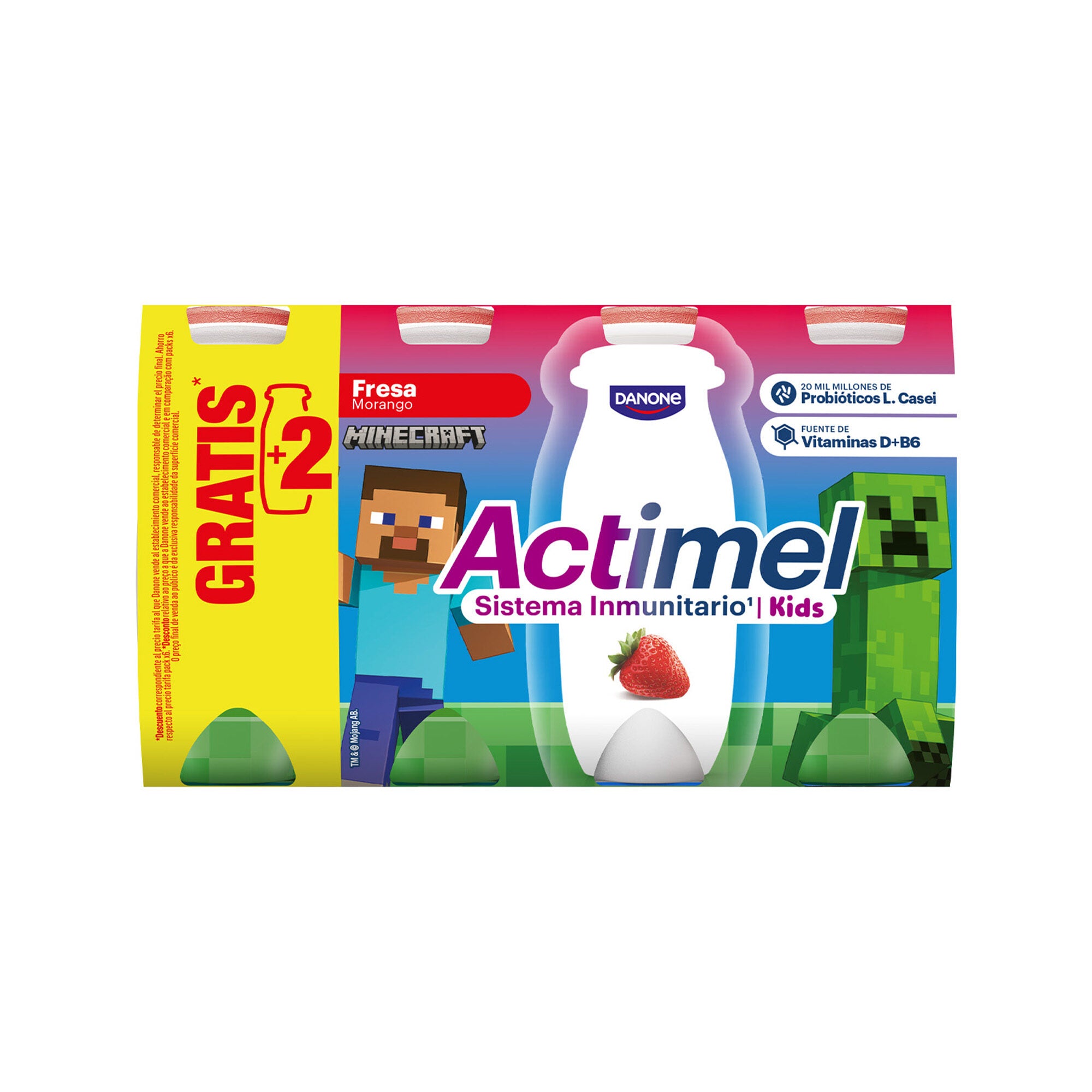 Yogur liquido fresa actimel kids Danone p6 100g/u