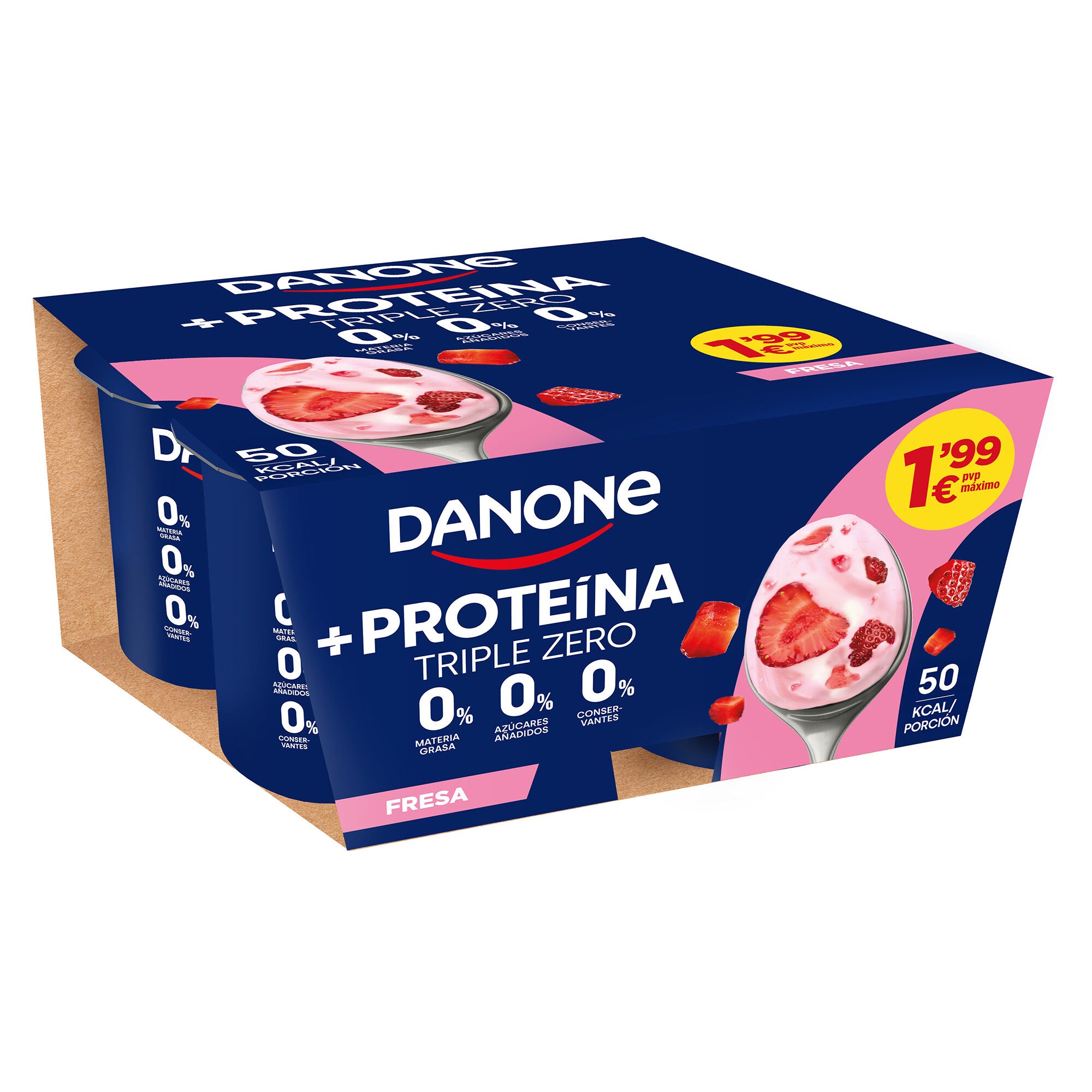 Yogur proteina fresa Danone p4 100g/u