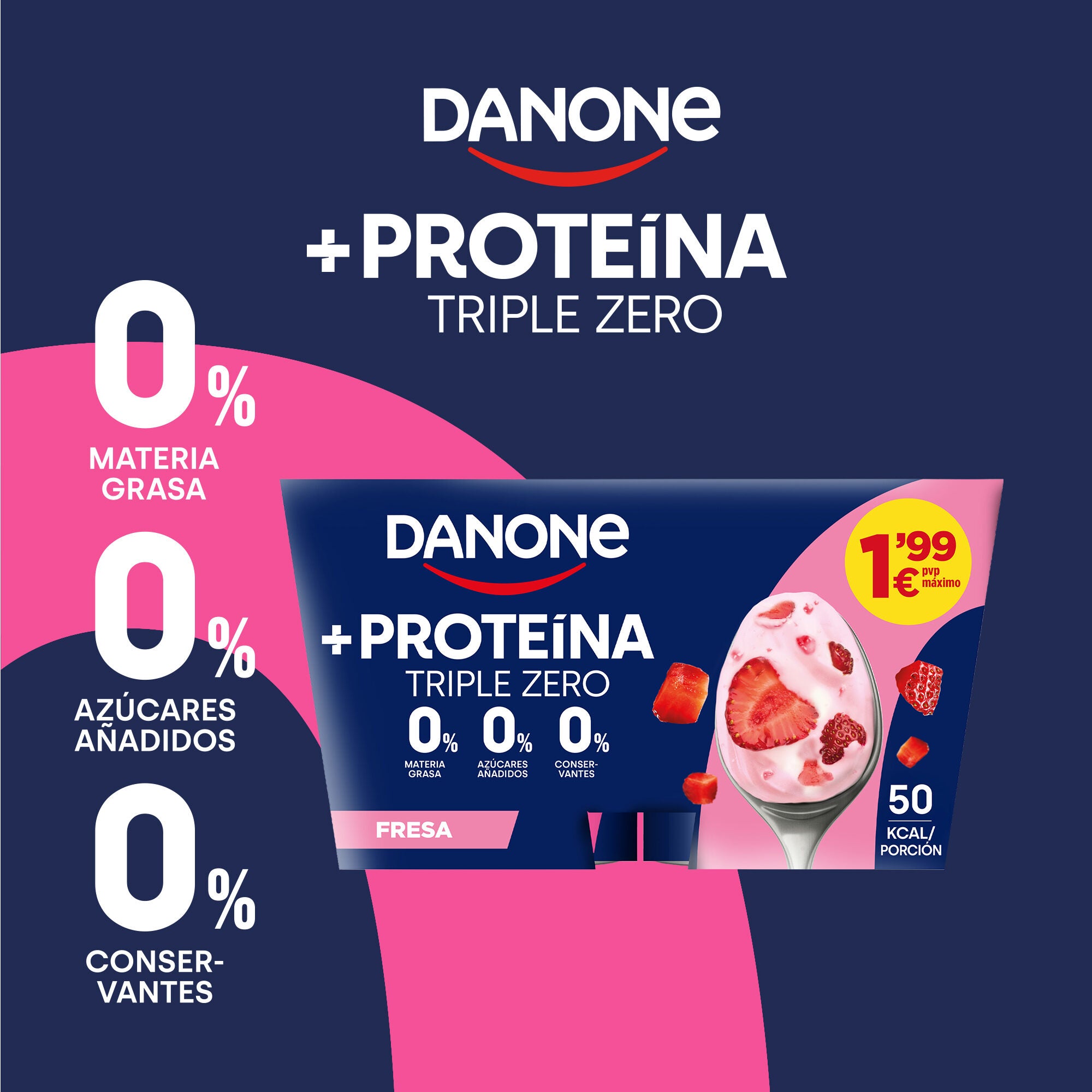Yogur proteina fresa Danone p4 100g/u
