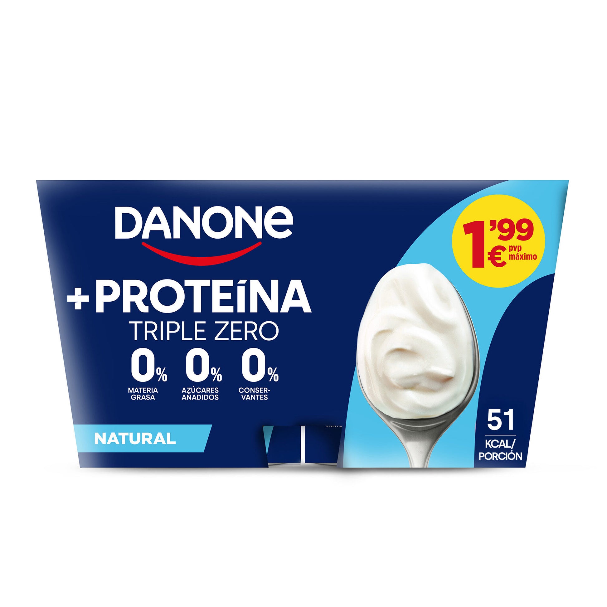 Yogur proteina natural 0%m.g. Danone p4 100g/u