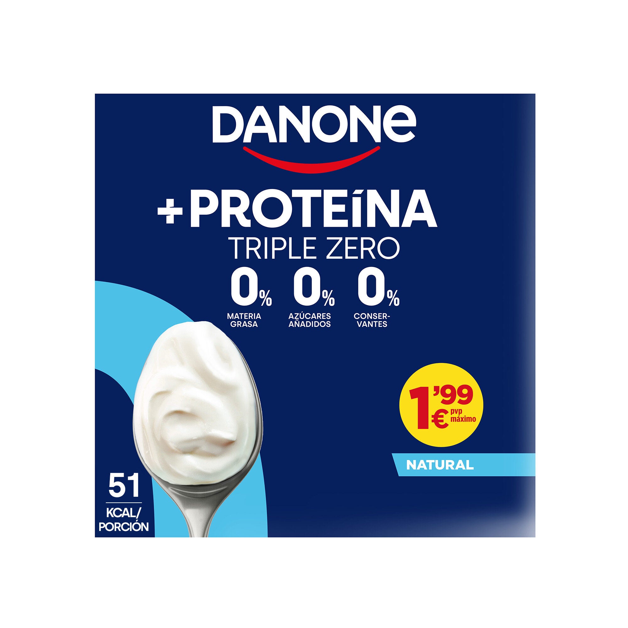 Yogur proteina natural 0%m.g. Danone p4 100g/u