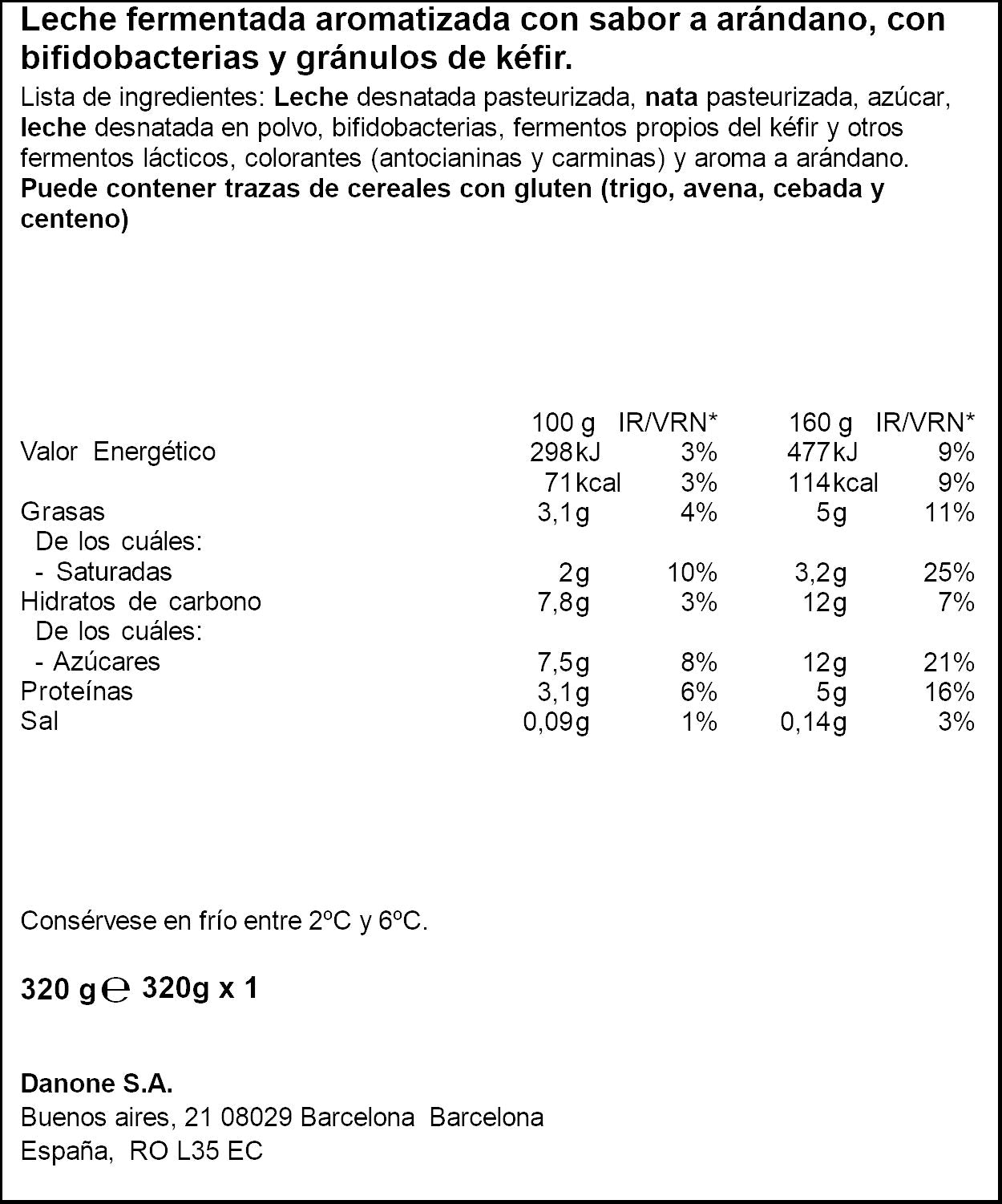 Kefir arandanos activia Danone 320g