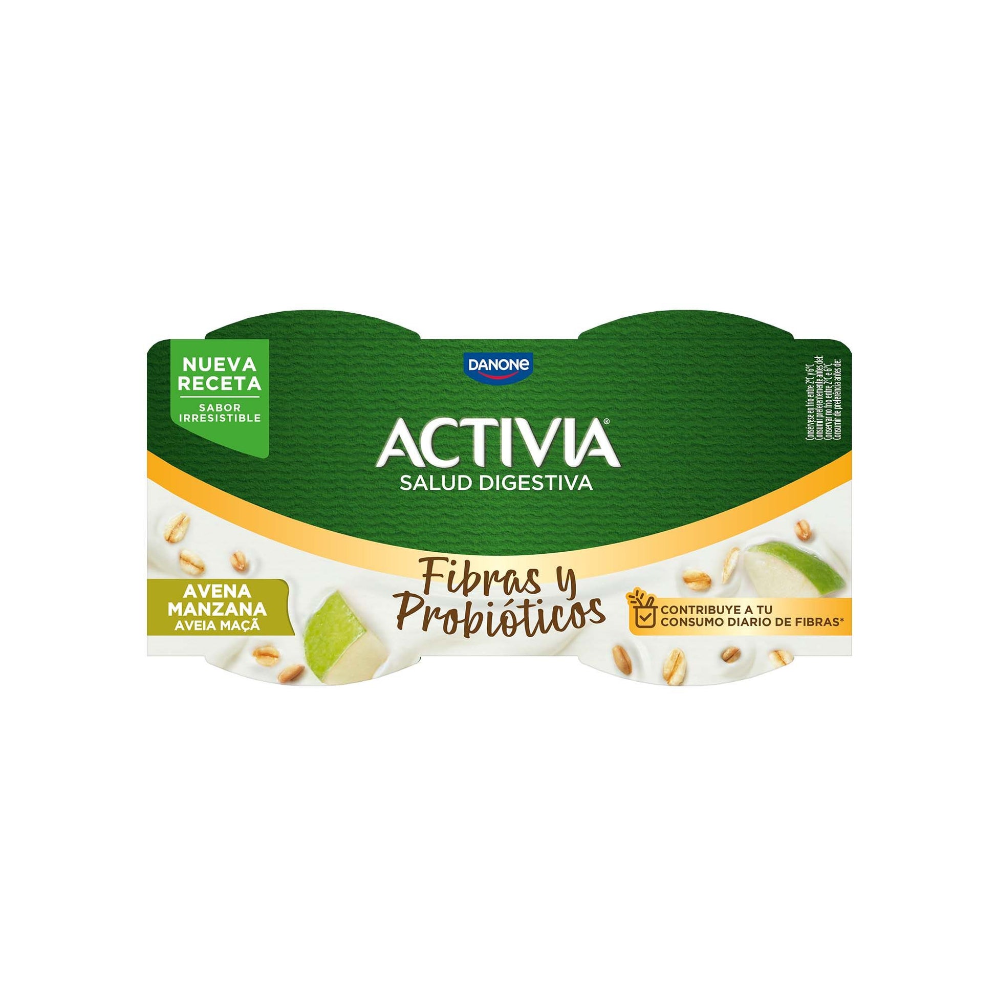 Yogur bifidus fibra aven/nuece/manz activia Danone p4 115g/u