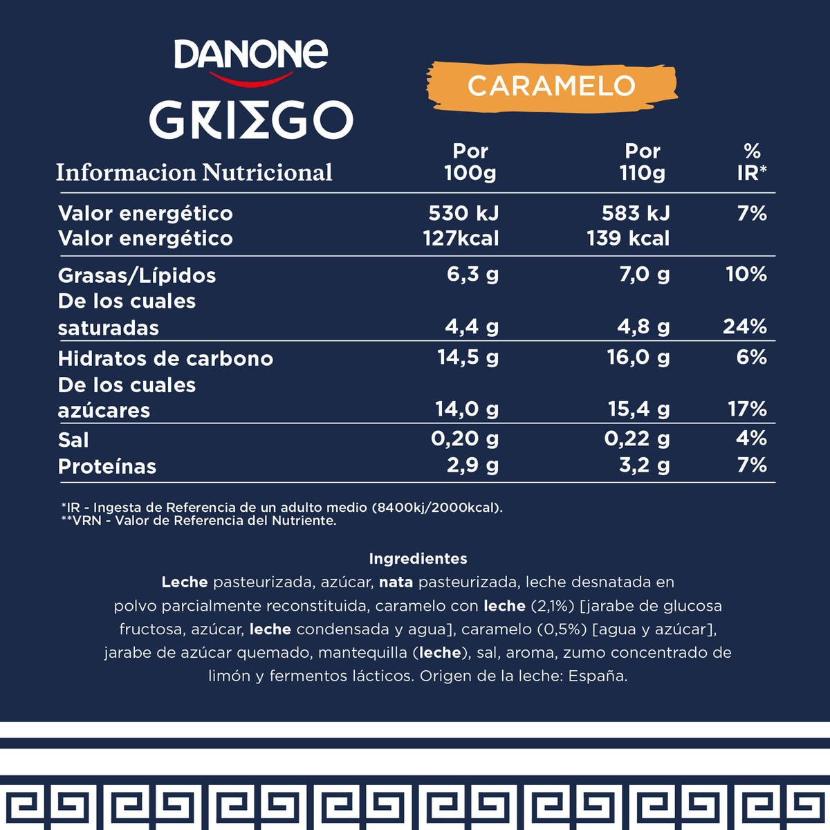 Yogur griego caramelo Danone p4 110g/u