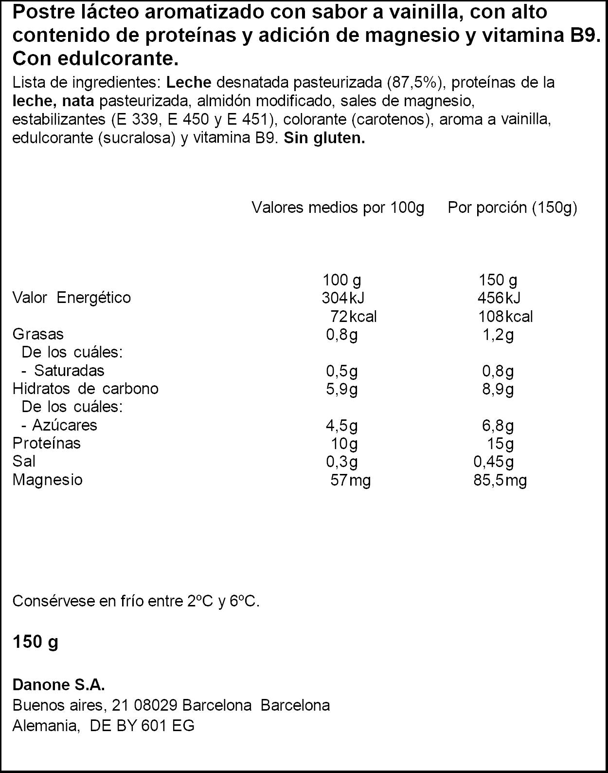 Pudding vainilla Yopro Danone 150g