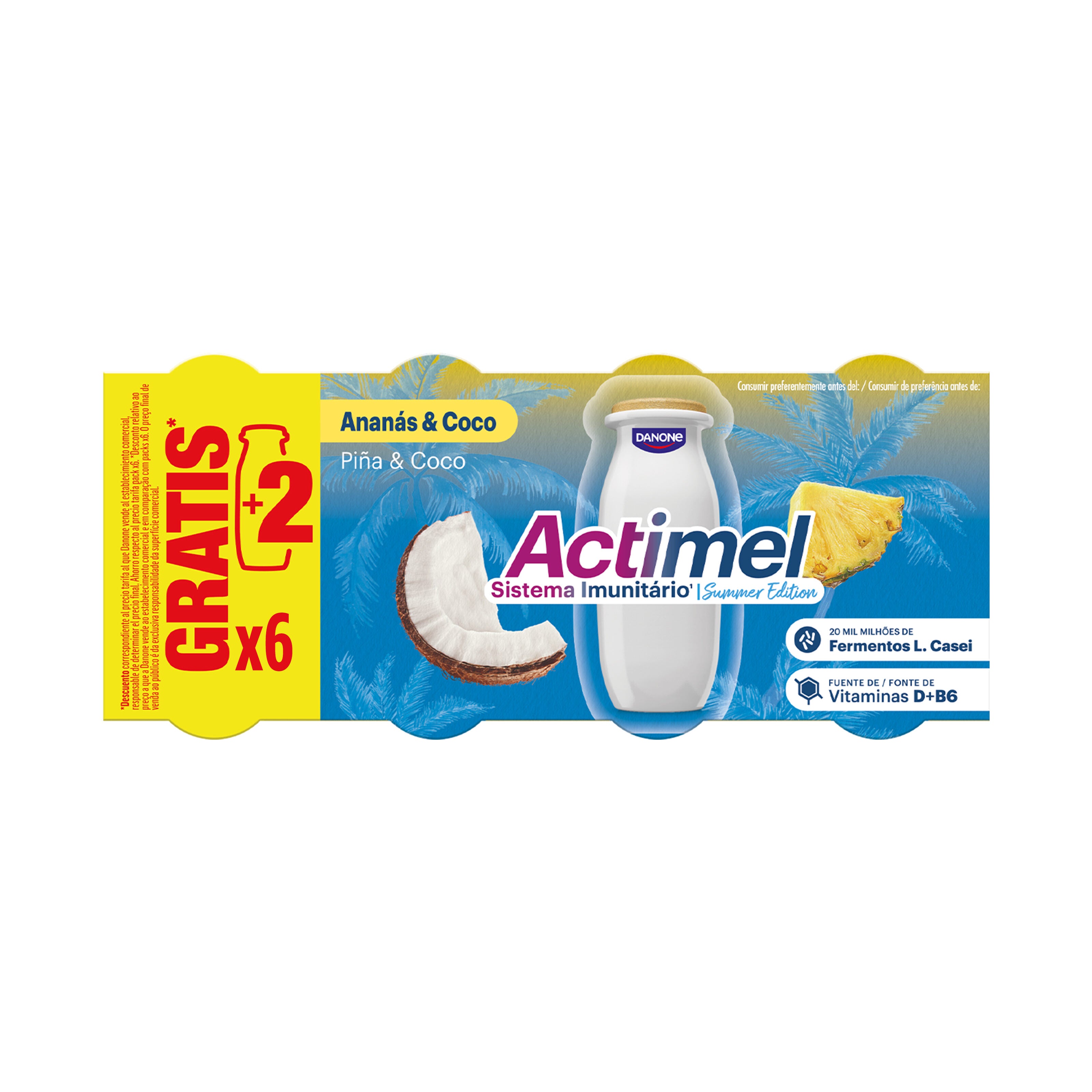 Yogur liquido coco/piña actimel Danone p8 100g/u