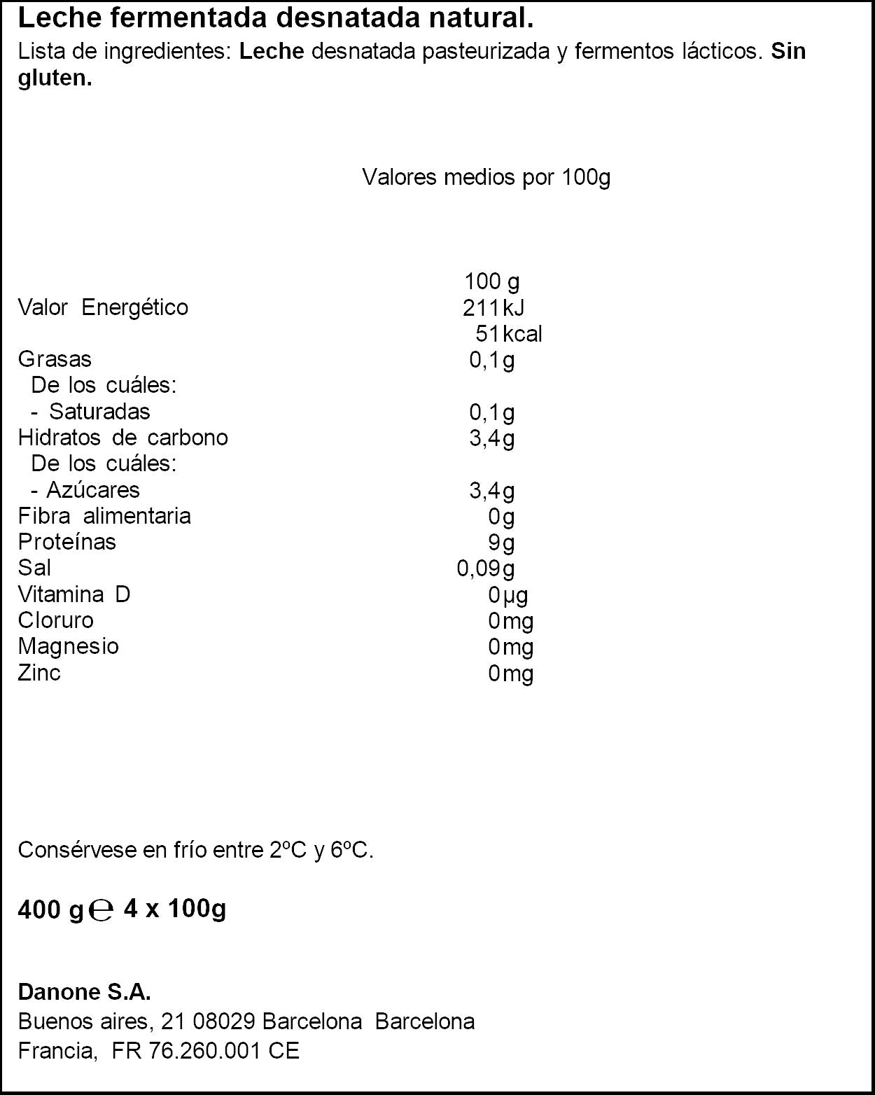Skyr natural alto proteina Danone p4 100g/u