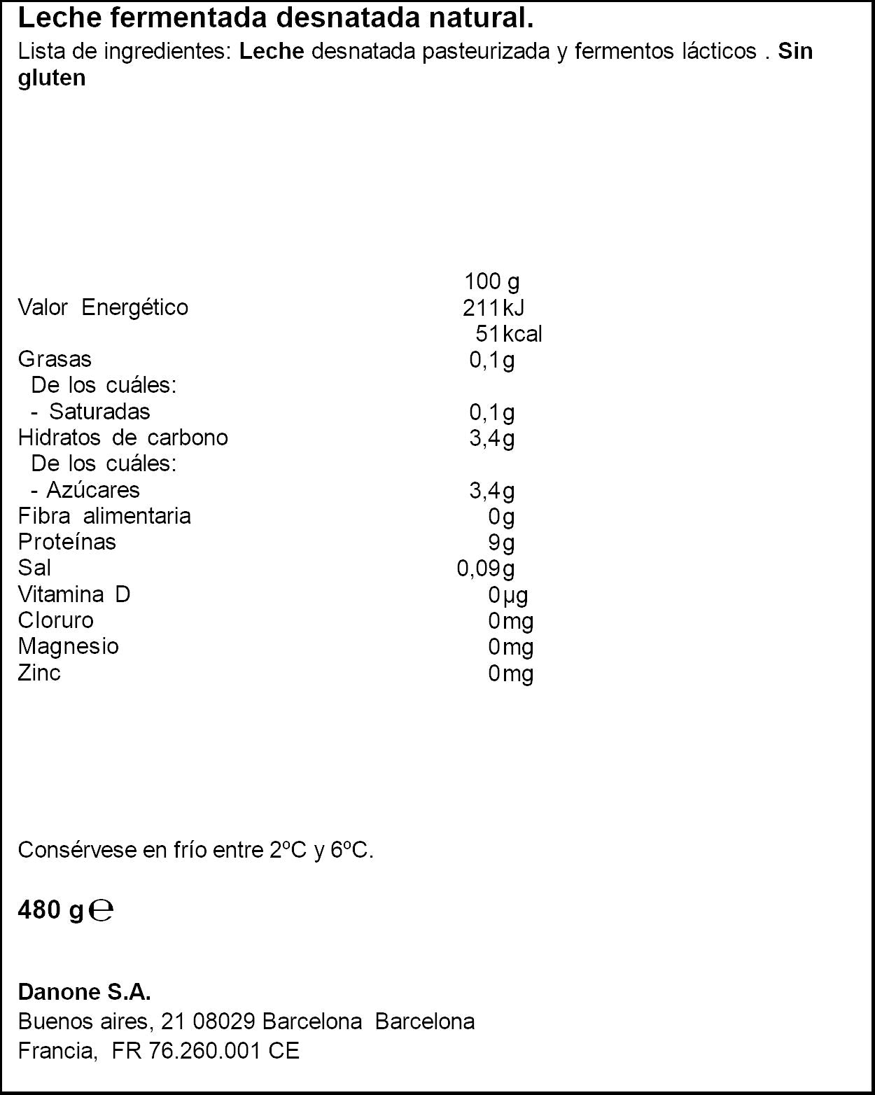 Skyr natural Danone 480g