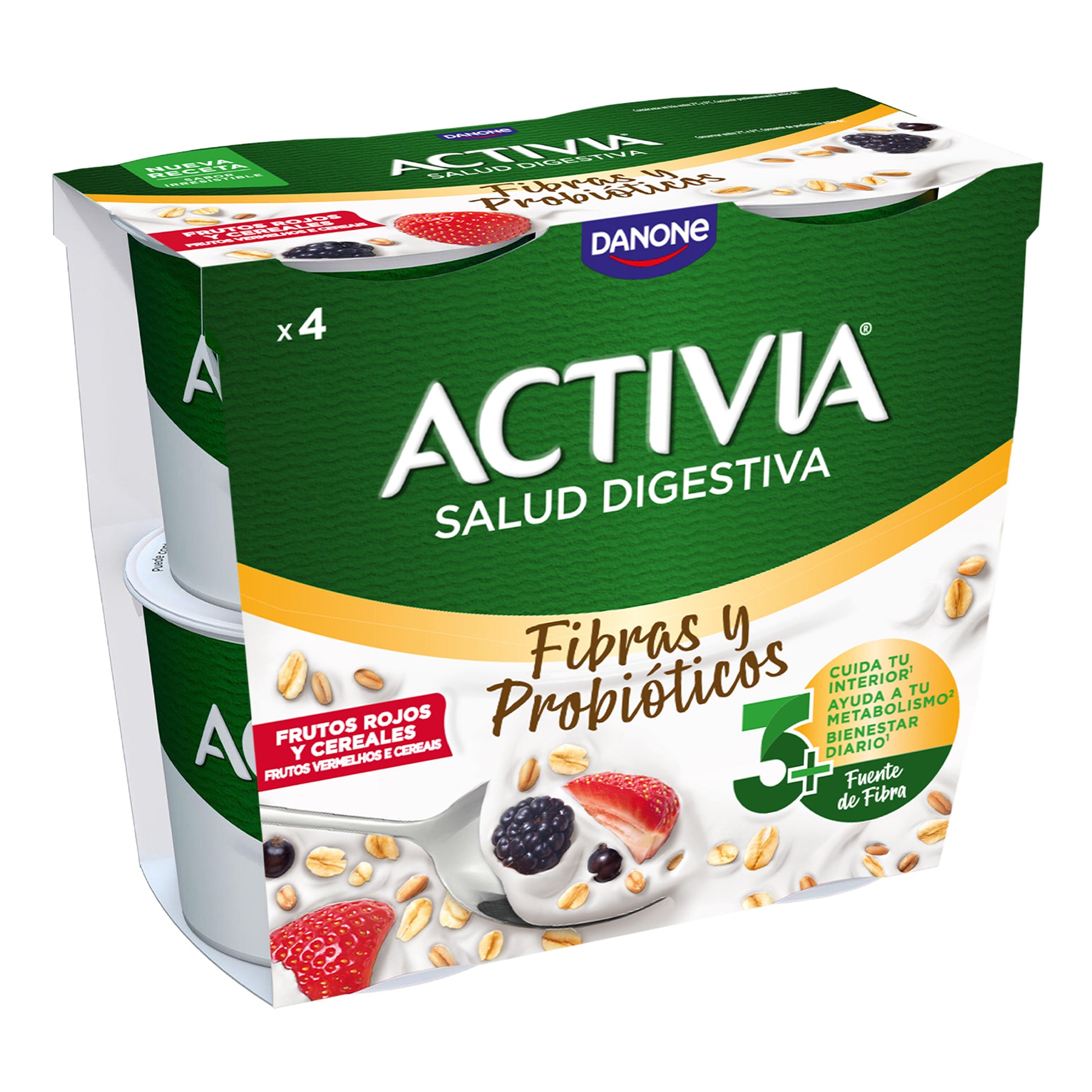Yogur bifidus cereales/fr.rojos Danone p4 115g/u