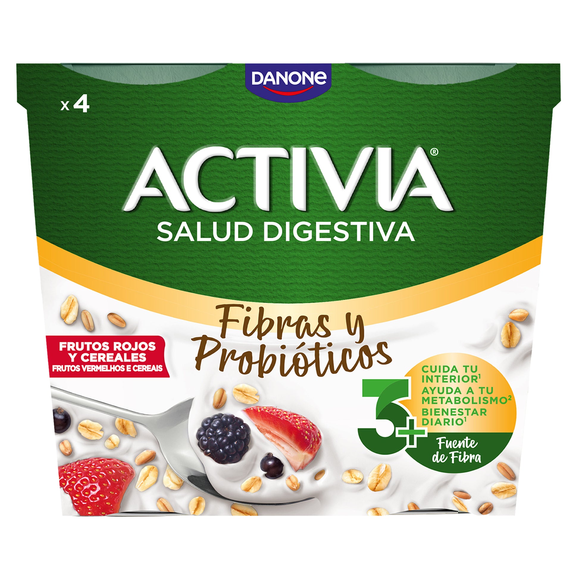 Yogur bifidus cereales/fr.rojos Danone p4 115g/u