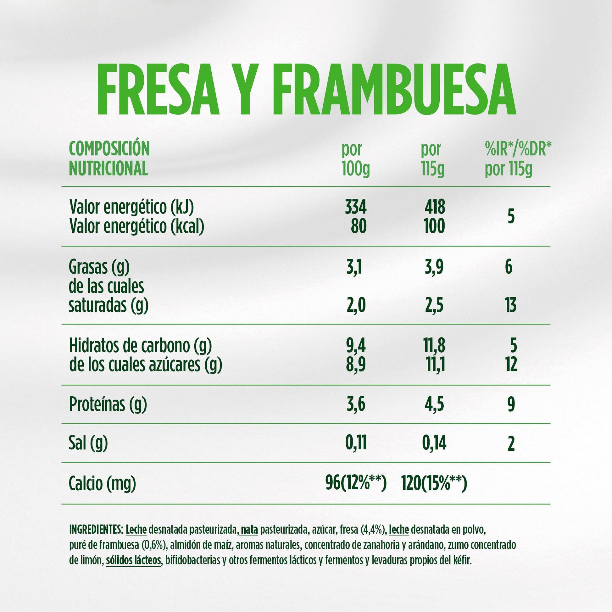 Kefir fresa frambuesa activia Danone p4 125g/u
