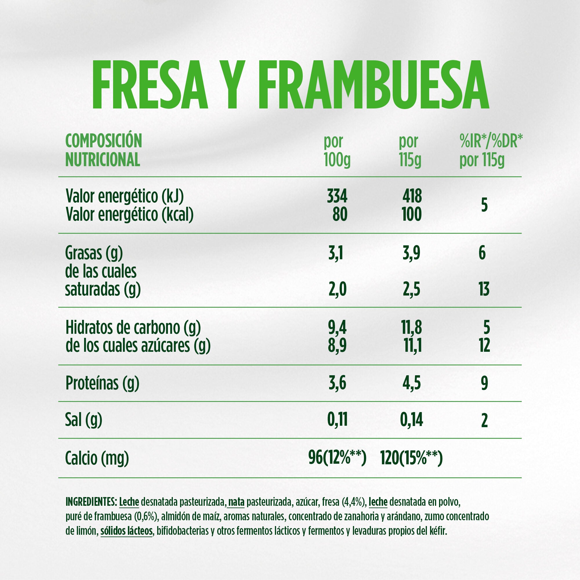 Kefir fresa frambuesa activia Danone p4 125g/u