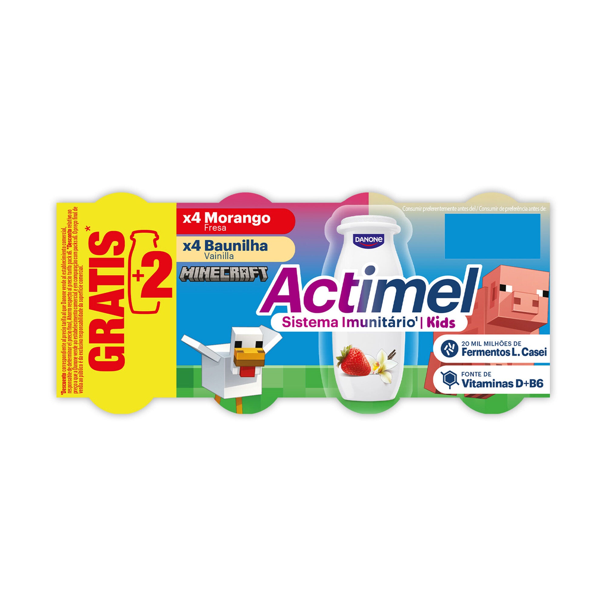 Yogur liquido fresa/vainilla actimel Danone p8 100g/u