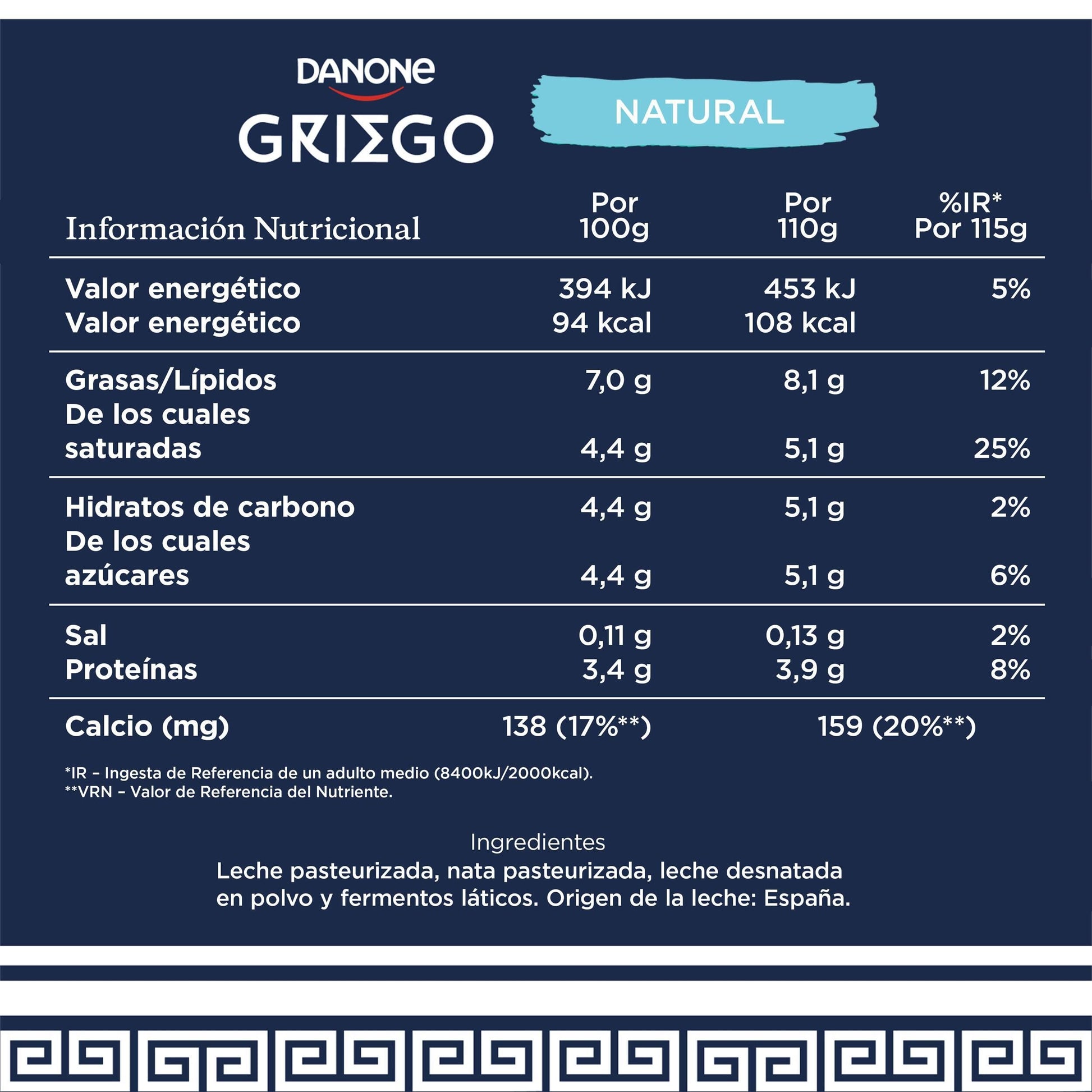 Yogur griego natural Danone 920g