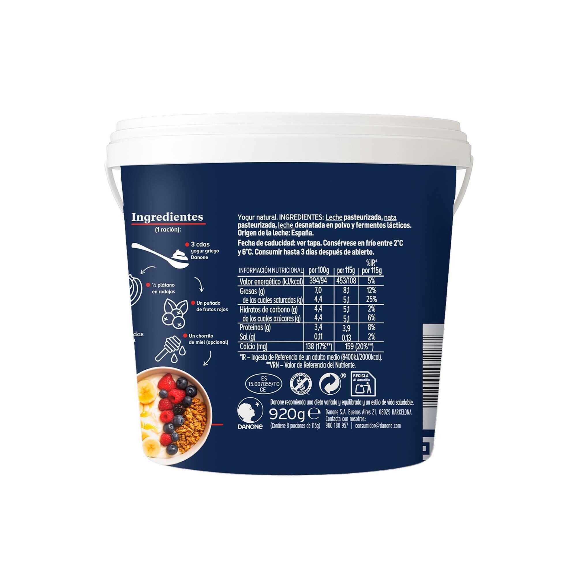 Yogur griego natural Danone 920g
