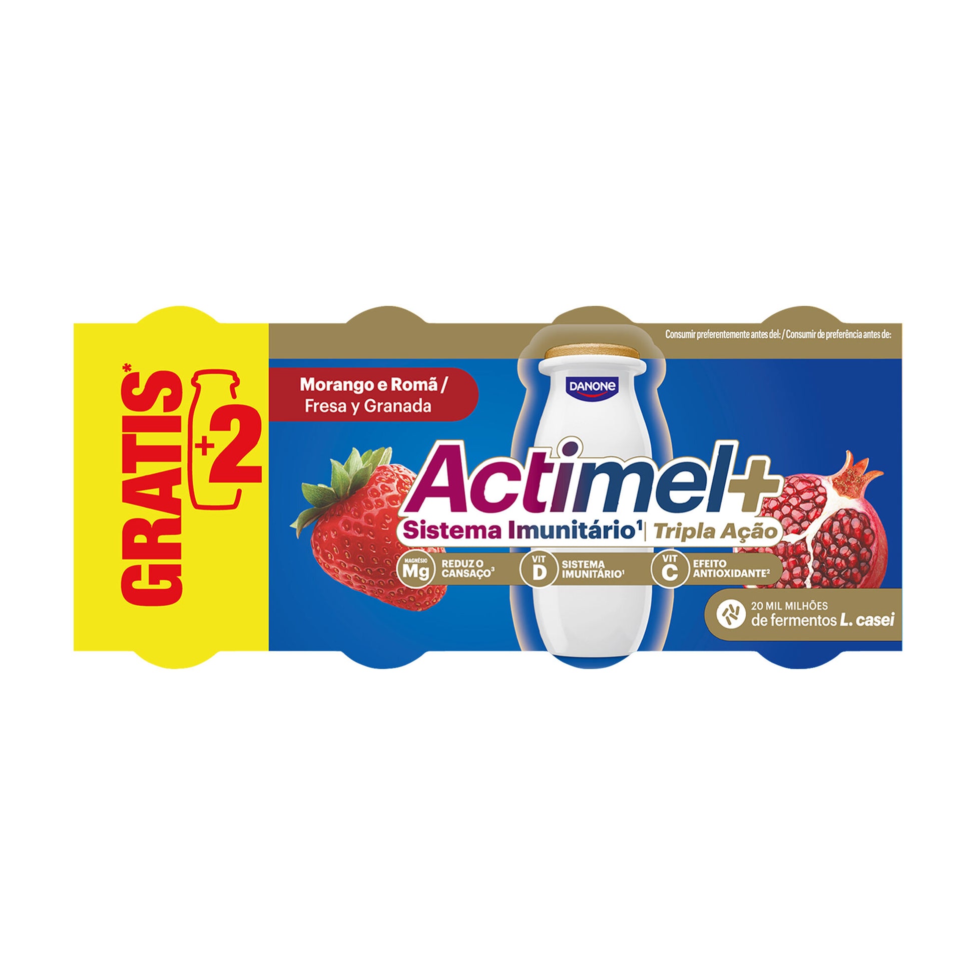 Yogur liquido fresa y granada actimel Danone p6+2 100g/u