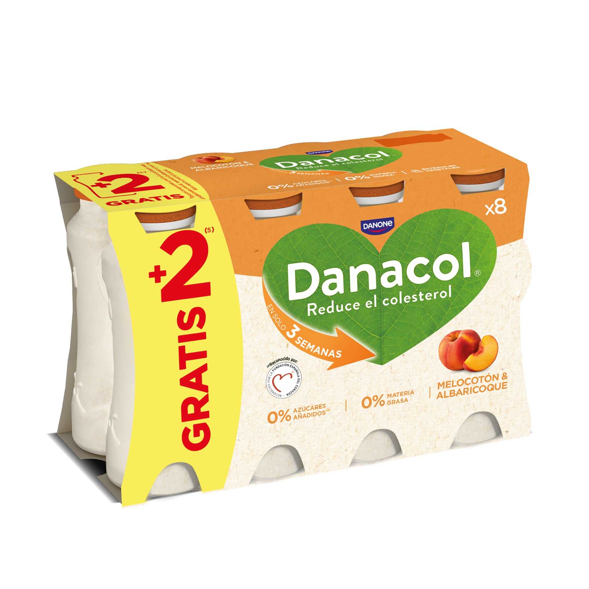 Yogur liquido melocoton danacol Danone p6+2 100g/u