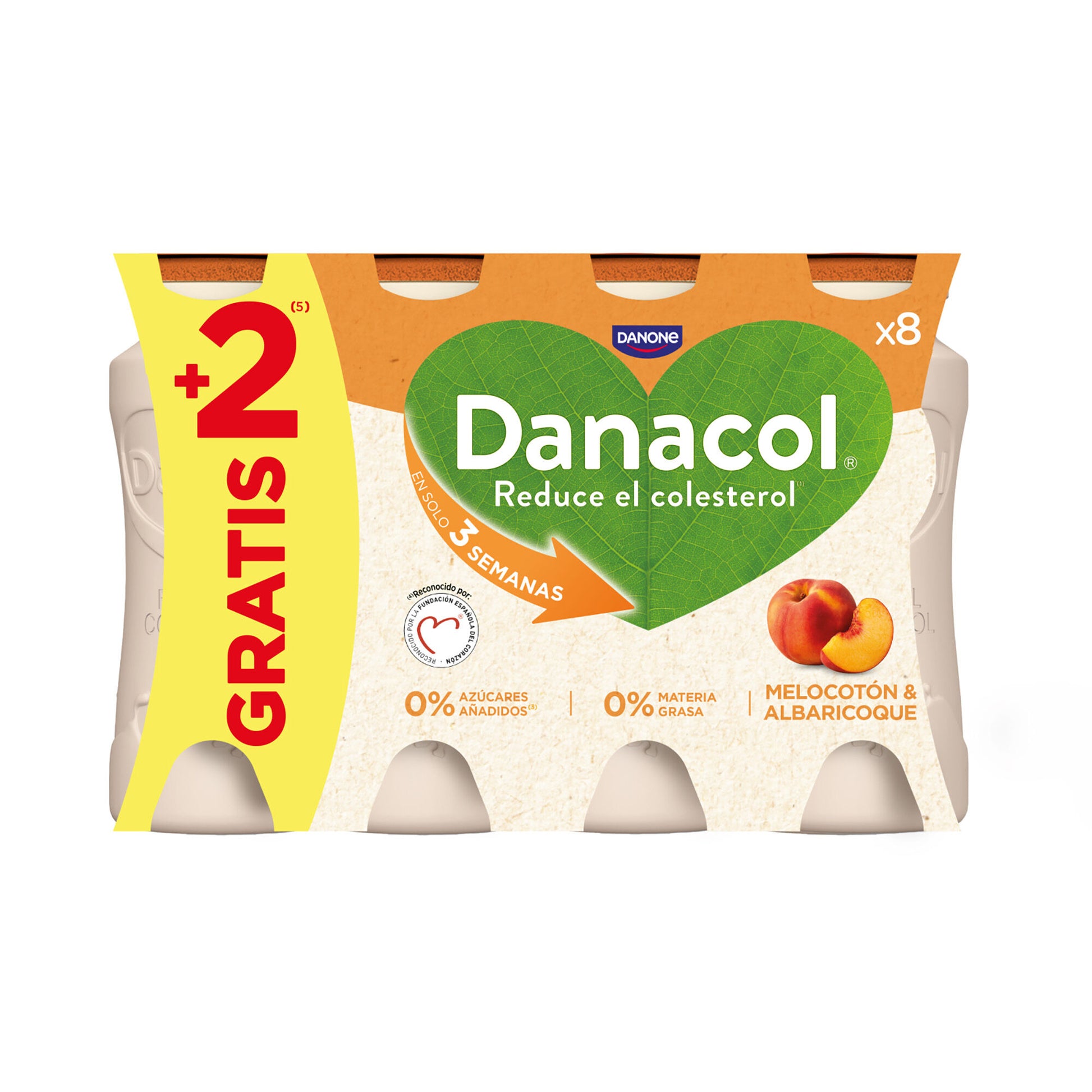 Yogur liquido melocoton danacol Danone p6+2 100g/u
